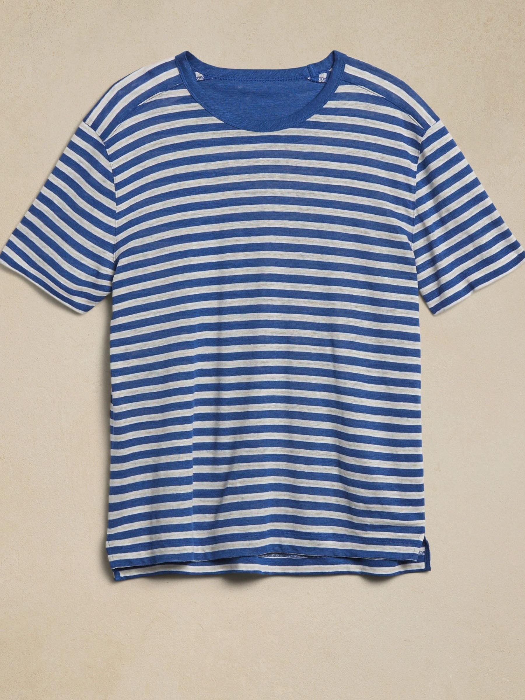 Banana Republic Blue Linen Crew-Neck T-Shirt - Image 4 of 4