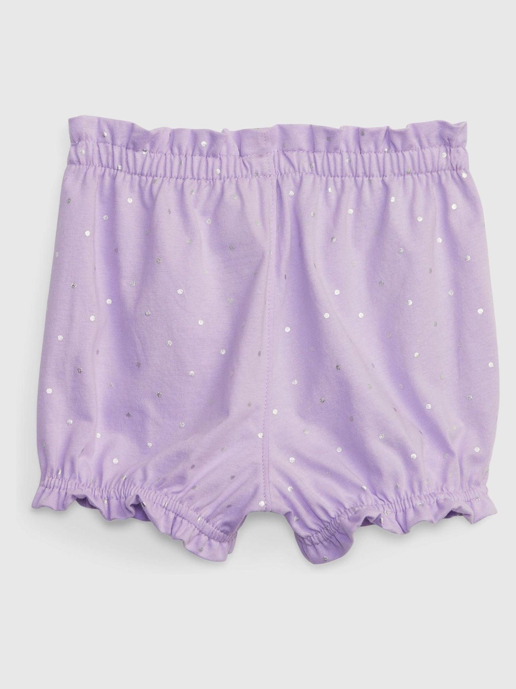 Purple Spot Print Ruffle Hem Organic Cotton Shorts - Baby - Image 2 of 3