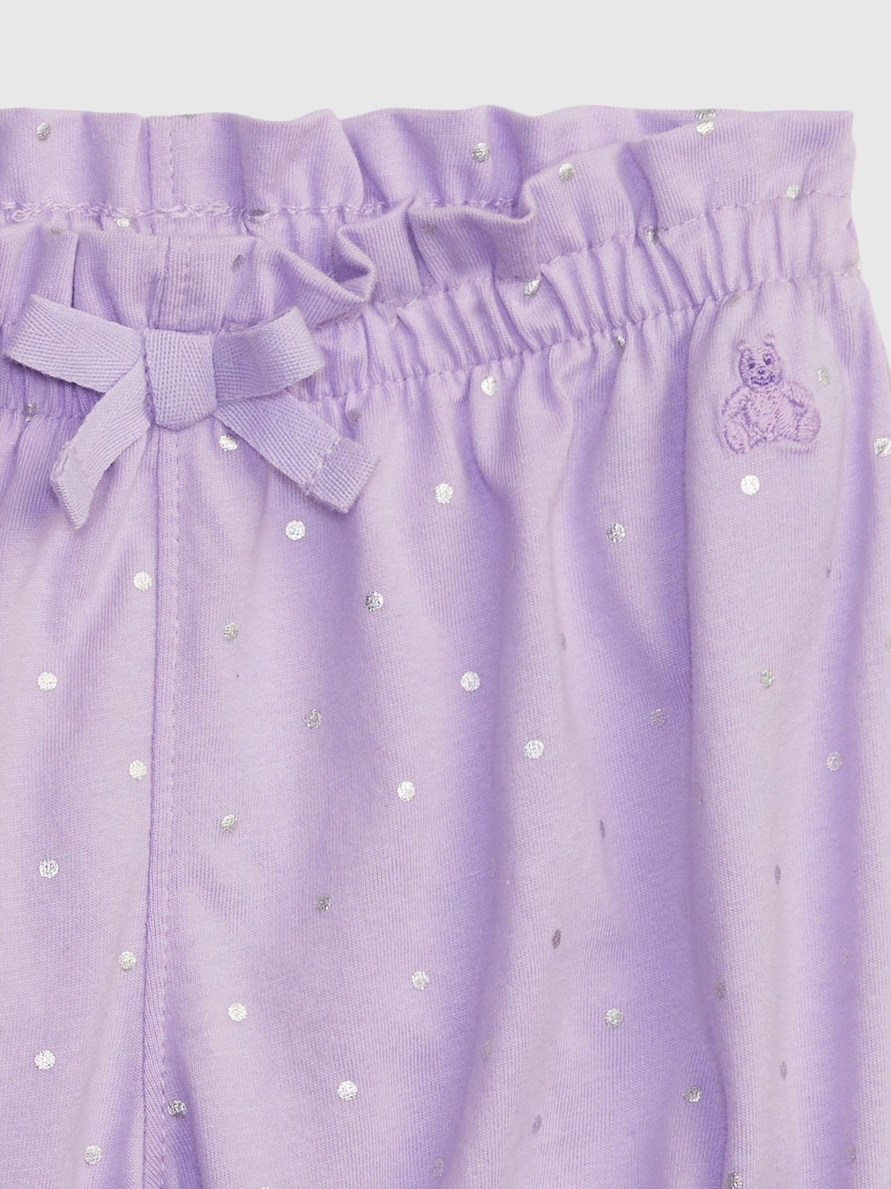 Purple Spot Print Ruffle Hem Organic Cotton Shorts - Baby - Image 3 of 3