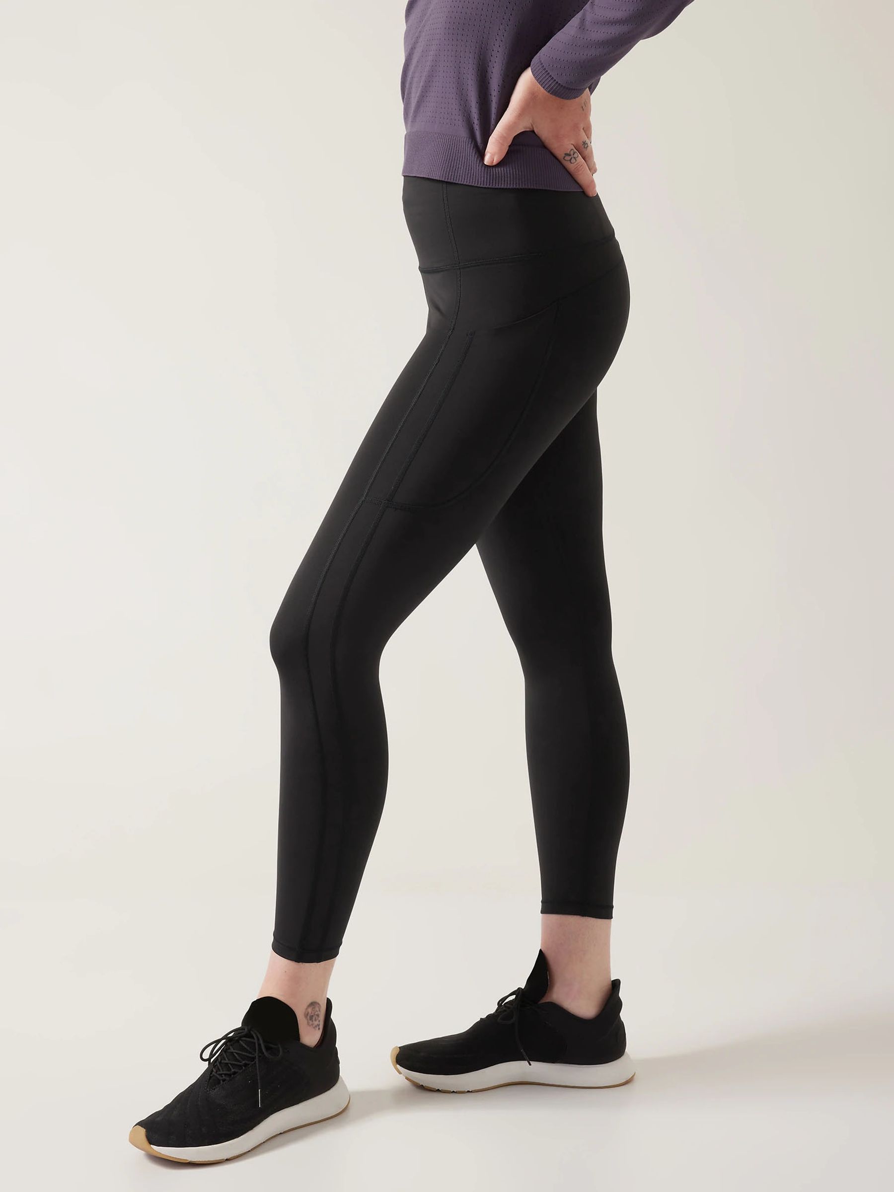 Athleta Black 7/8 Length Saluation High Waisted Pocket Leggings - Image 3 of 6