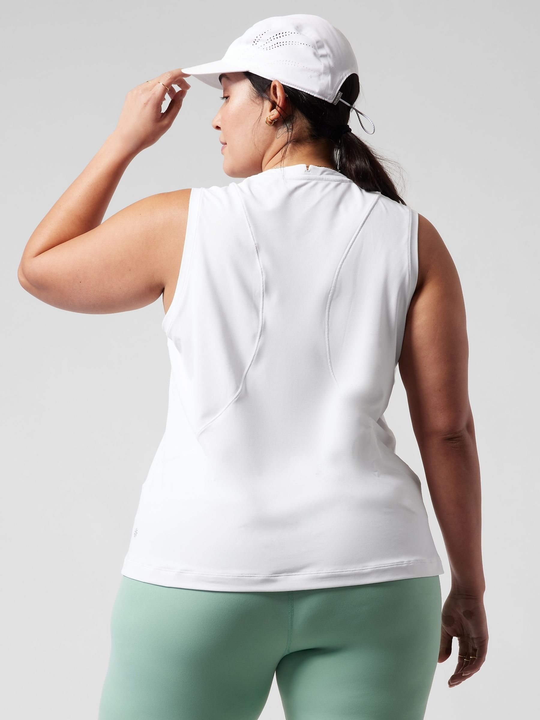 Athleta White High Neck UPF Mesh Tank - Image 4 of 7