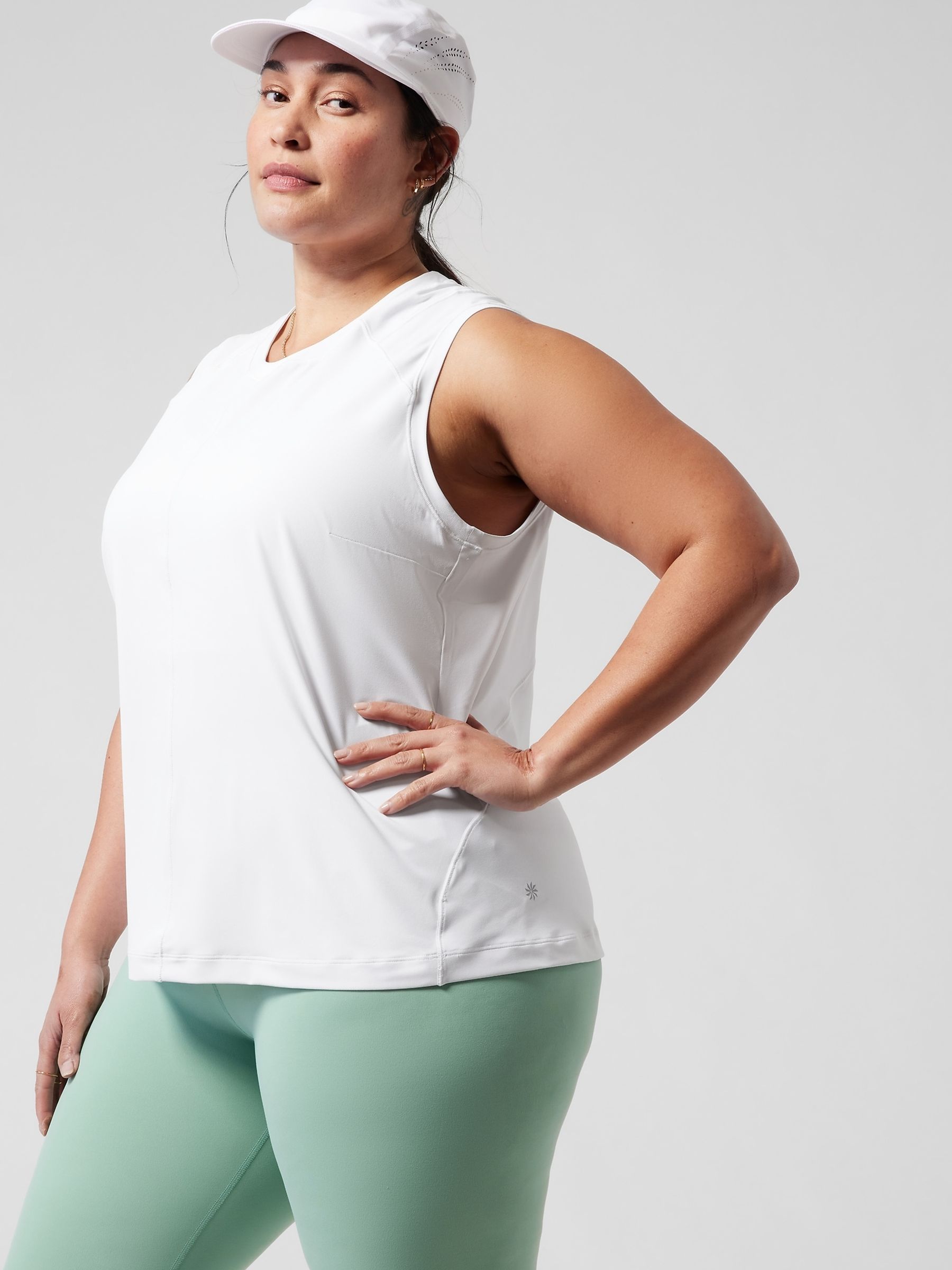 Athleta White High Neck UPF Mesh Tank - Image 5 of 7