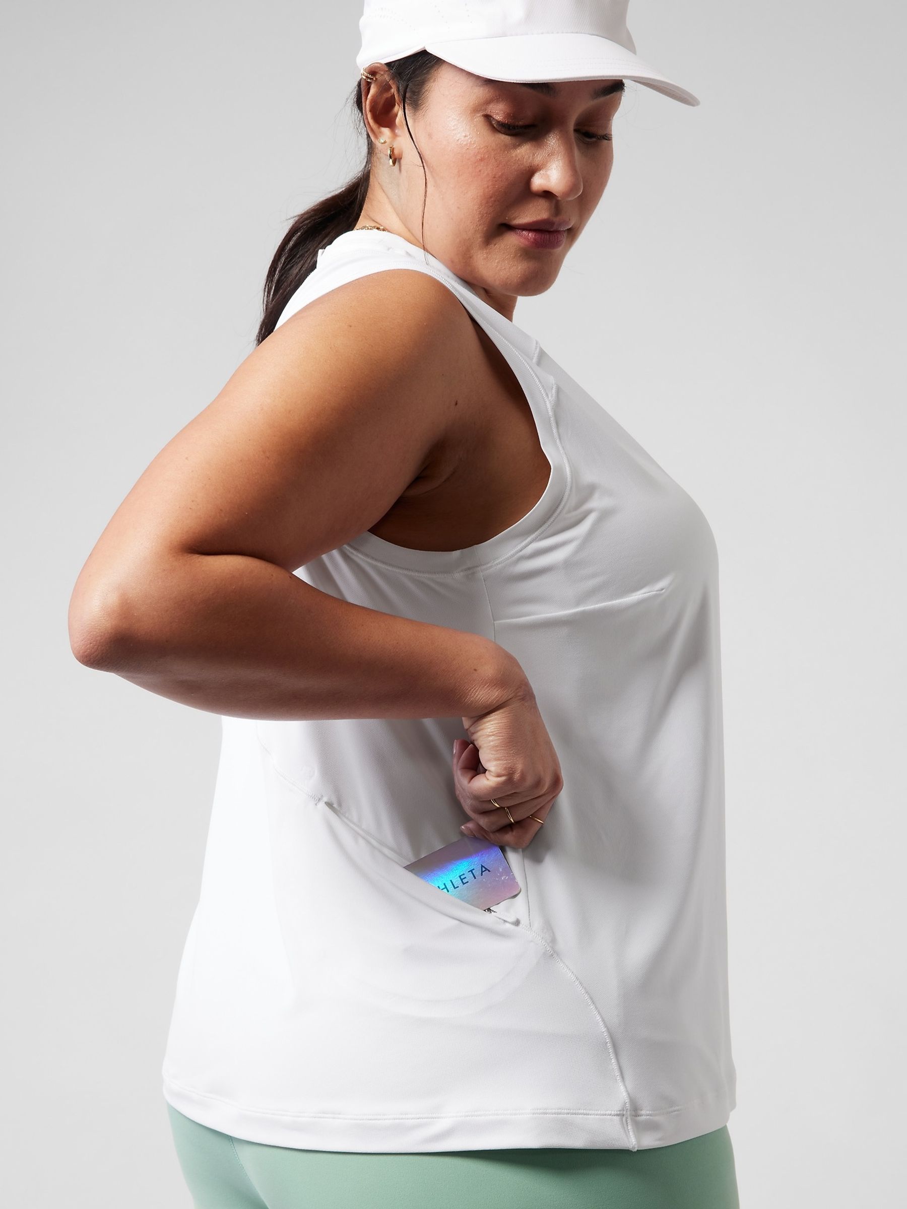 Athleta White High Neck UPF Mesh Tank - Image 6 of 7