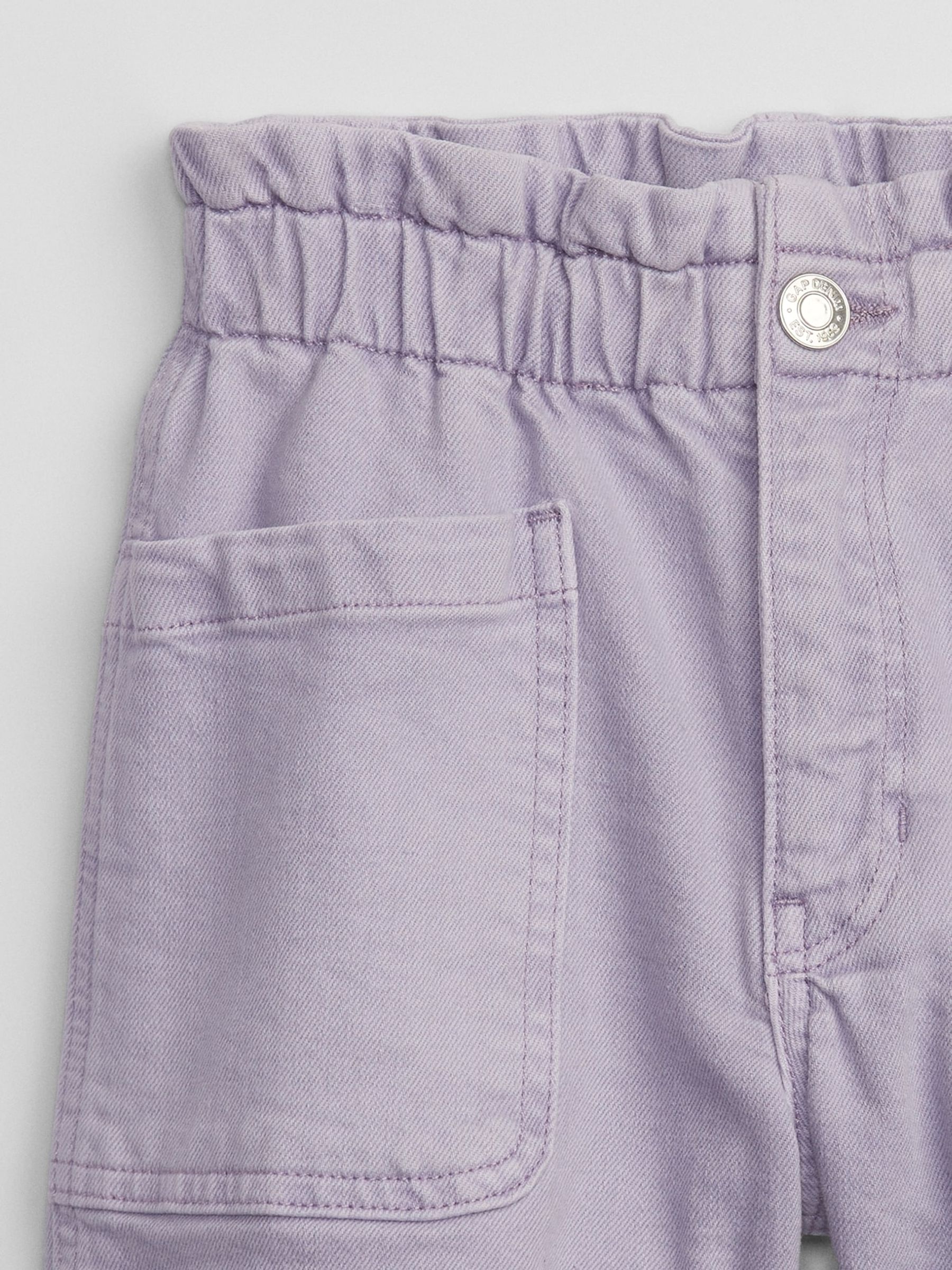Purple High Rise Paperbag Mom Denim Shorts - Image 2 of 2