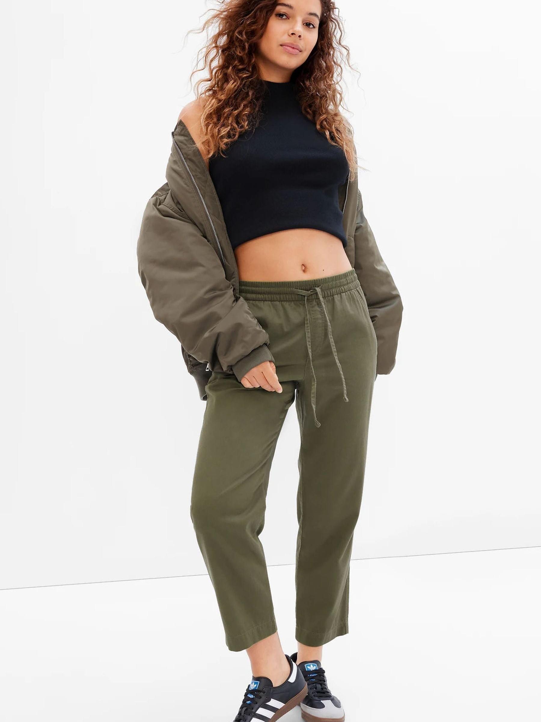 Khaki Green Easy Straight Pull-On Trousers - Image 1 of 4