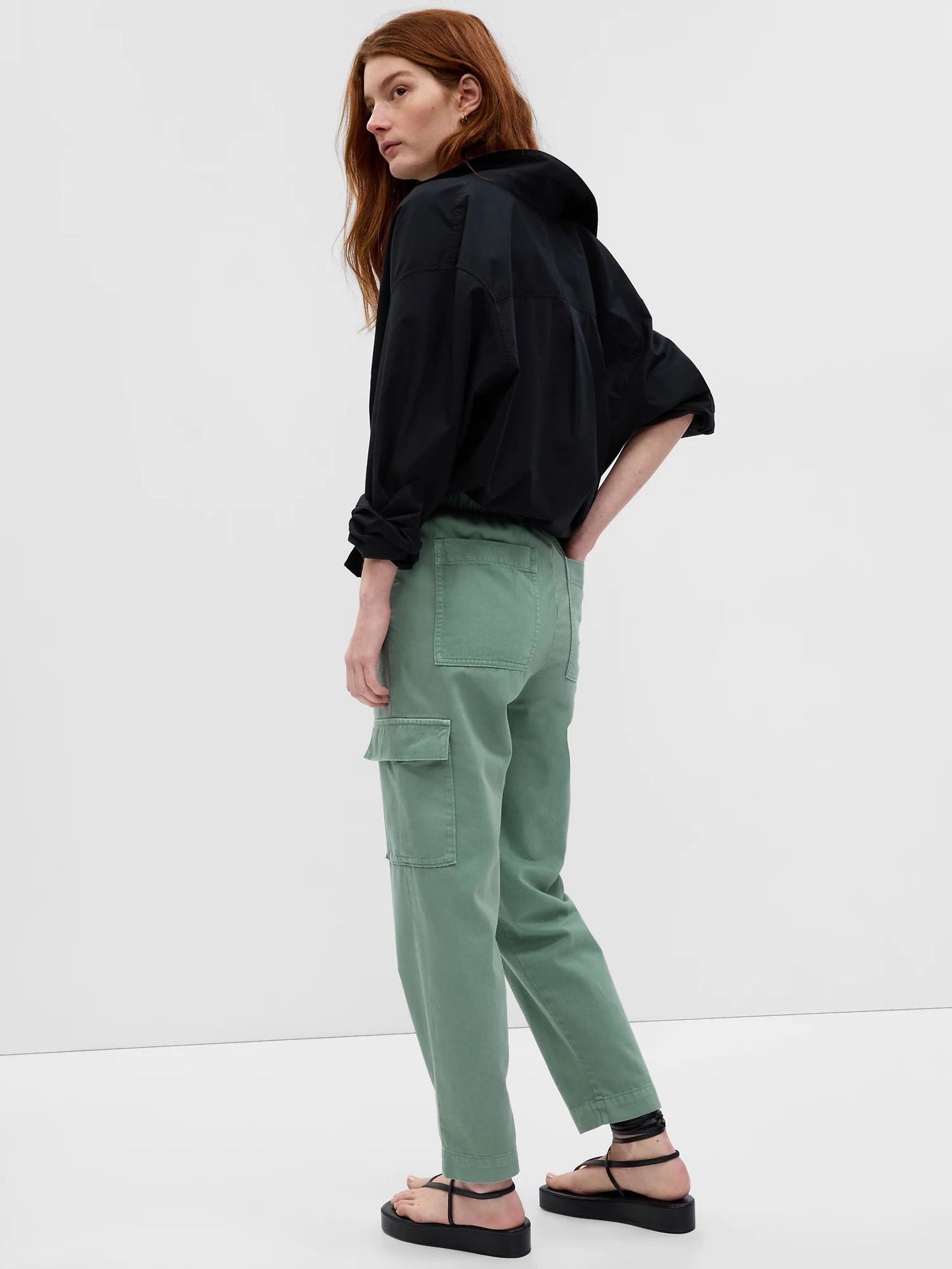 Green Twill Cargo Trousers - Image 2 of 4