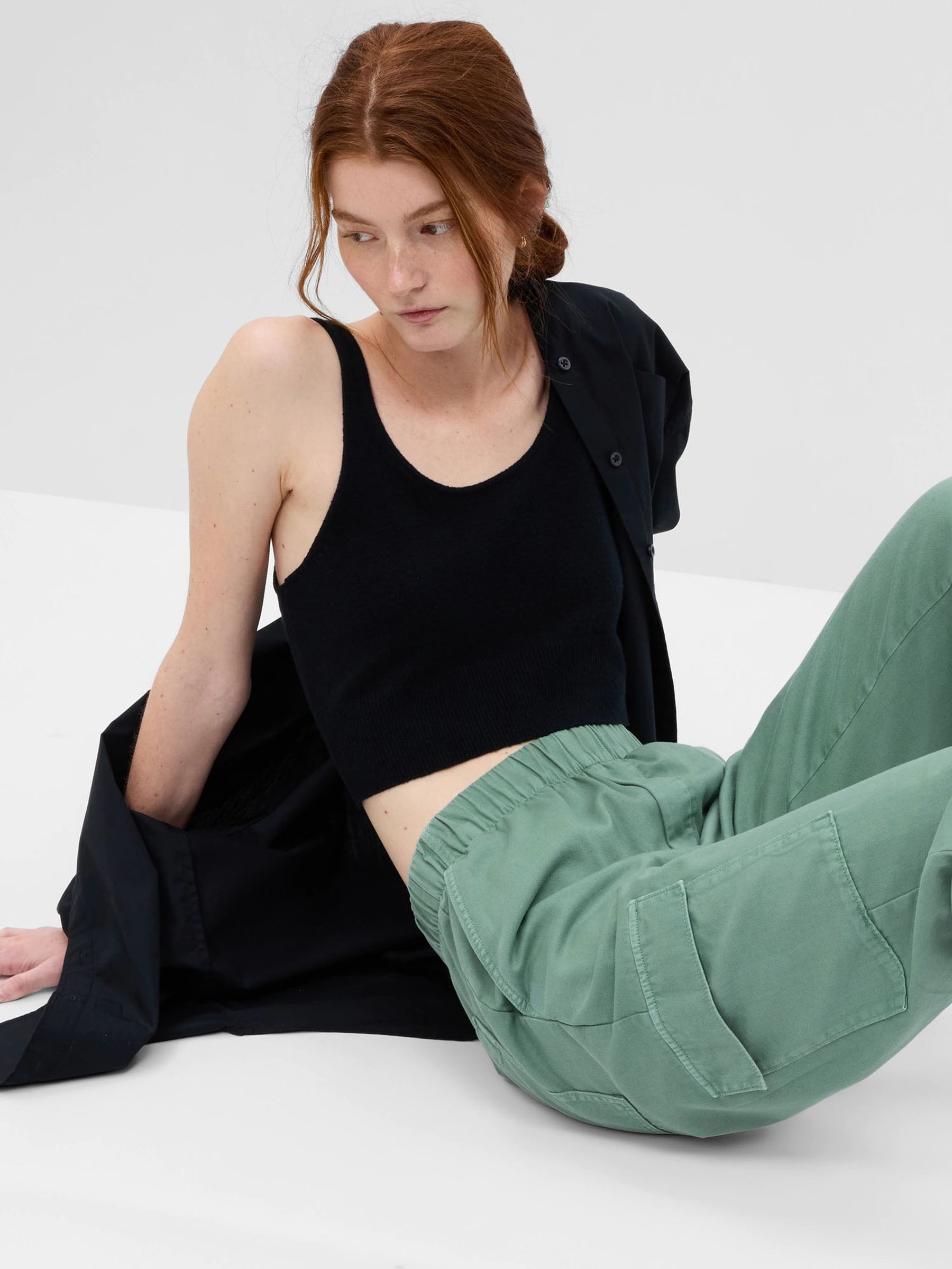 Green Twill Cargo Trousers - Image 3 of 4