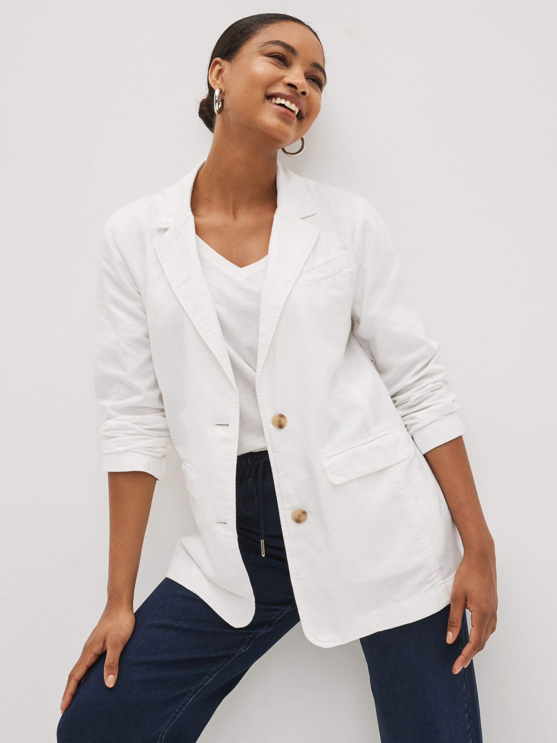 White Linen Cotton Blazer - Image 1 of 4