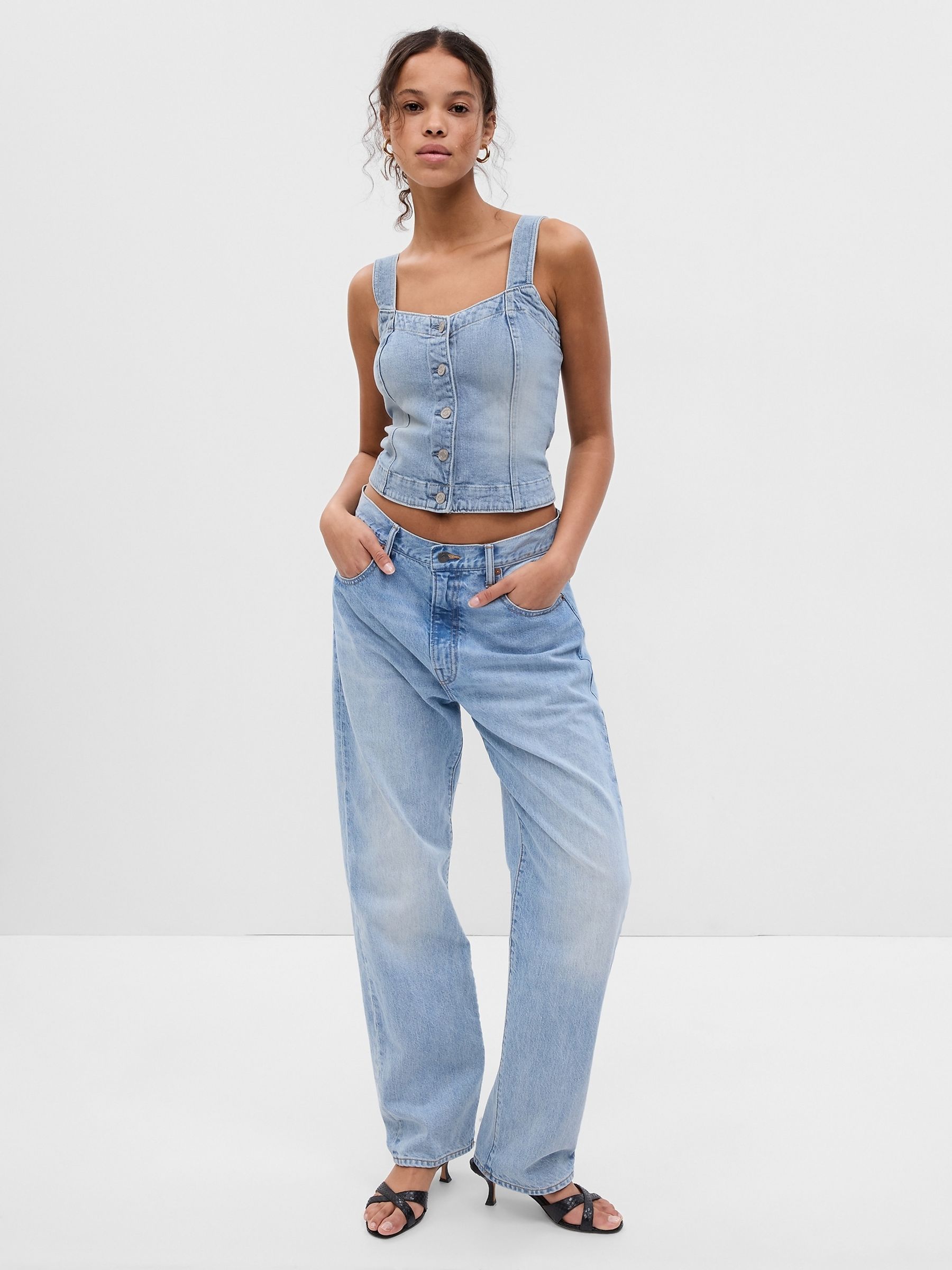 Blue Denim Corset Top - Image 1 of 4