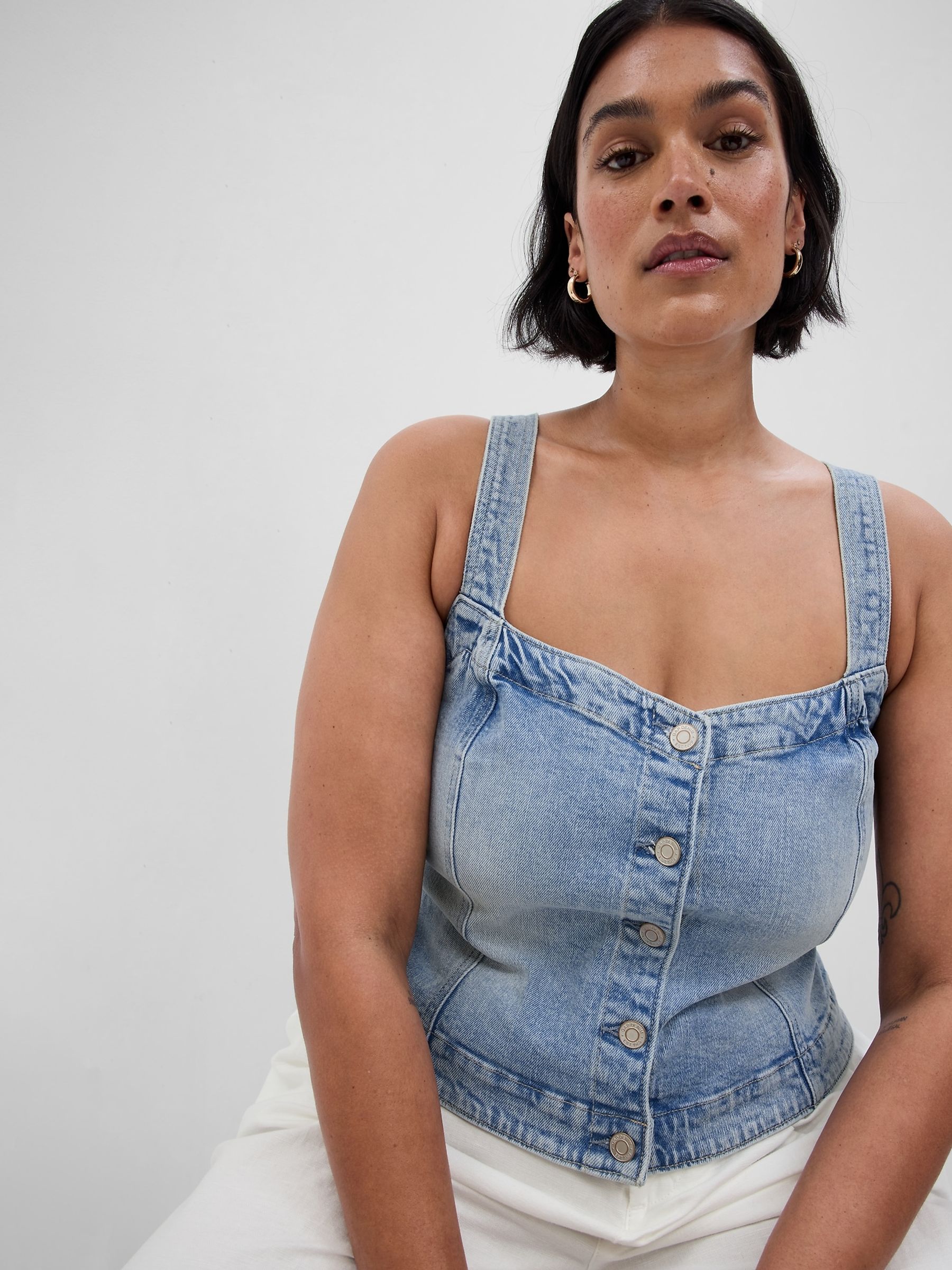 Blue Denim Corset Top - Image 2 of 4