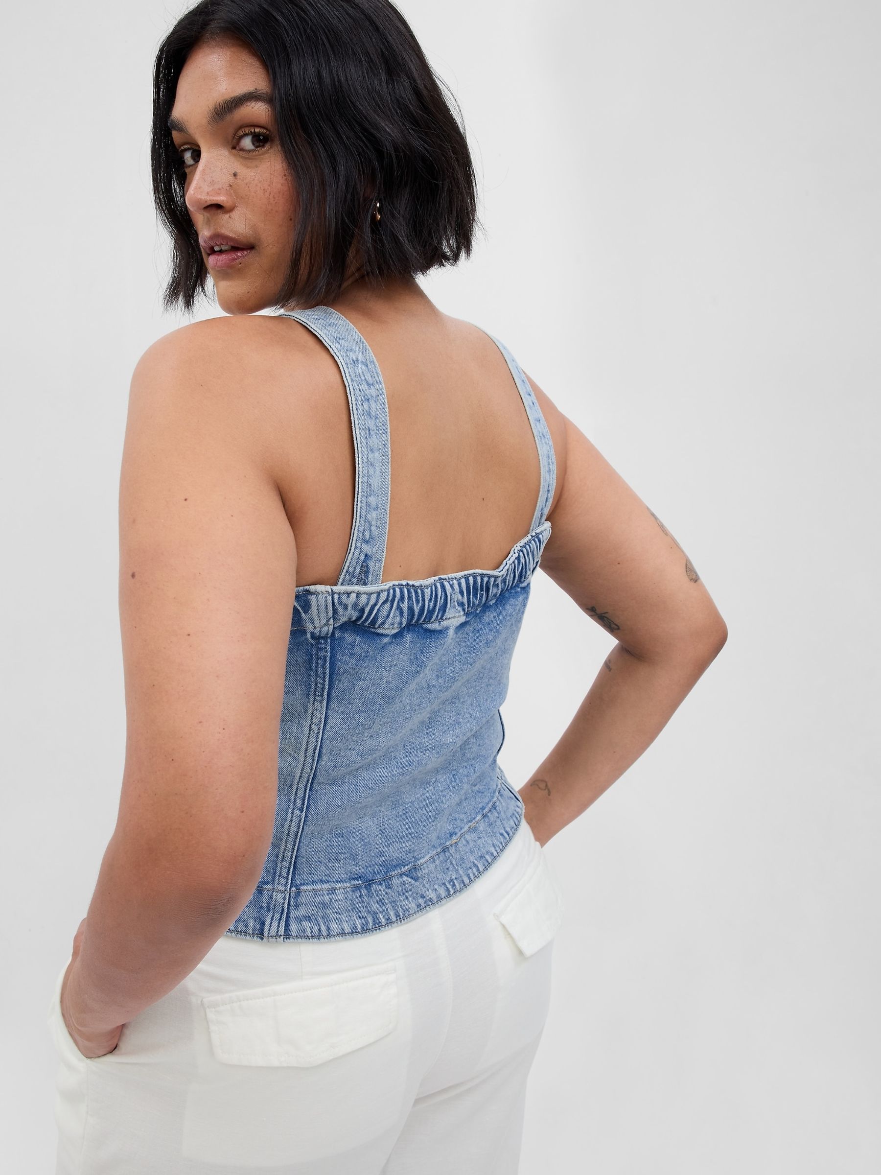 Blue Denim Corset Top - Image 3 of 4