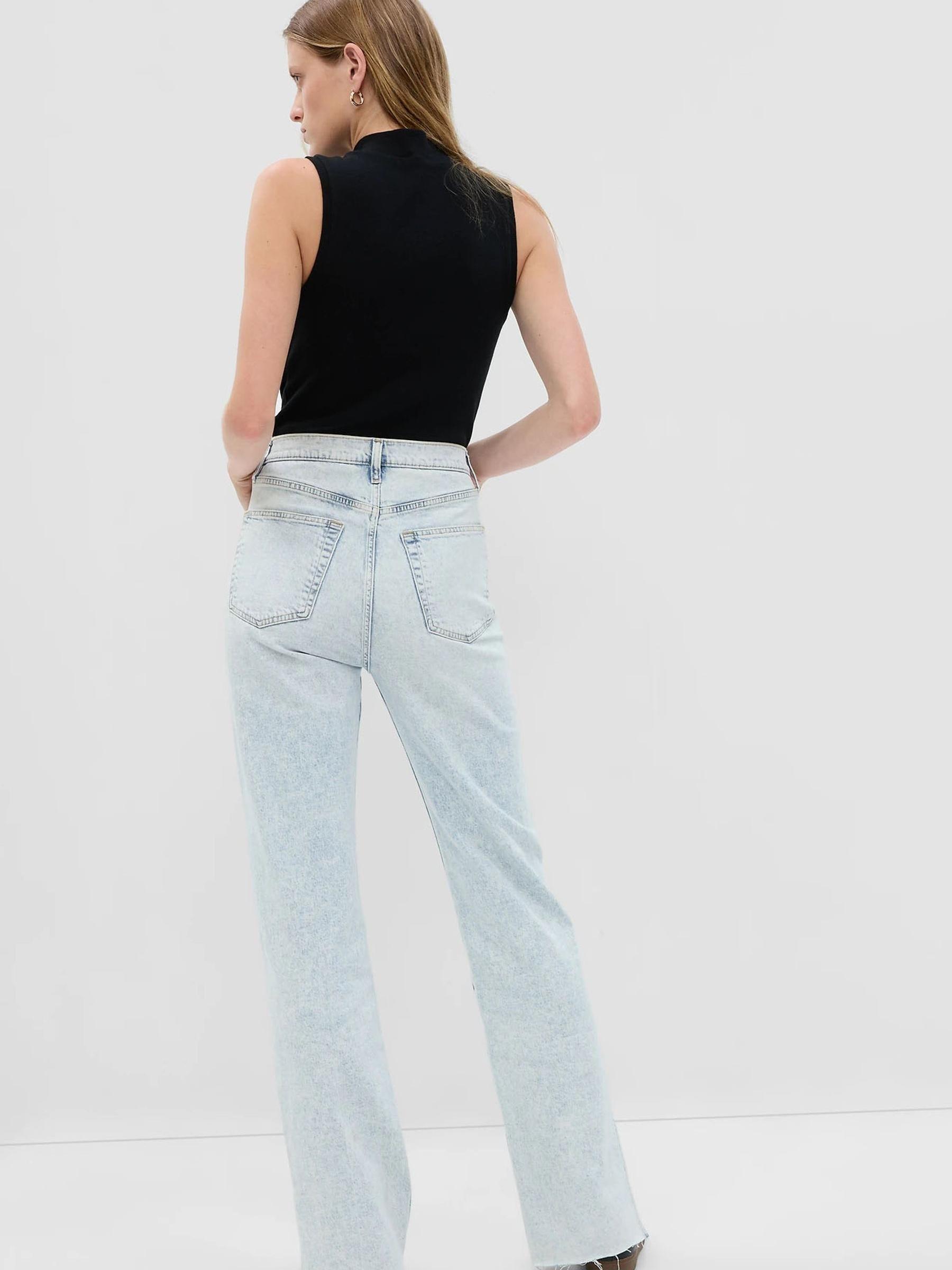Light Wash Blue High Waisted Loose Fit Split Hem Jeans - Image 2 of 4