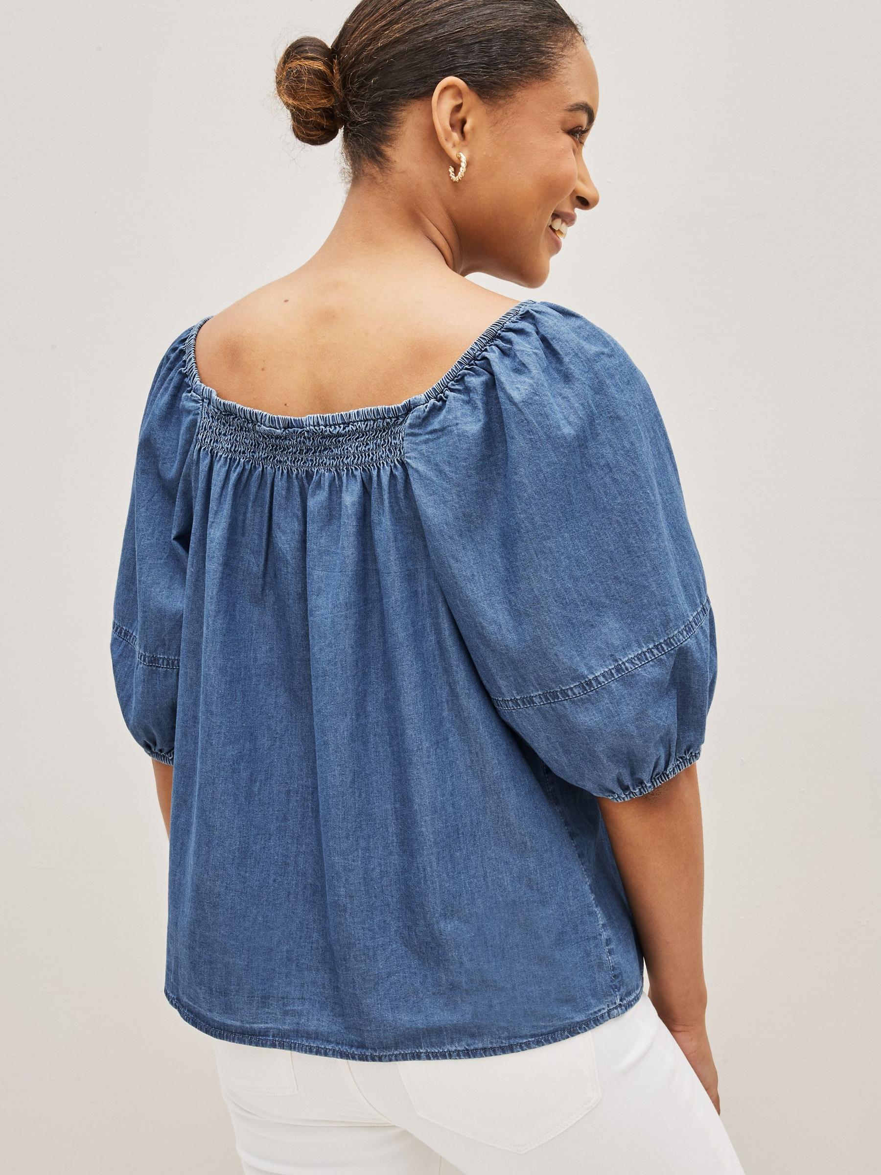 Blue Denim Squareneck Top - Image 2 of 4