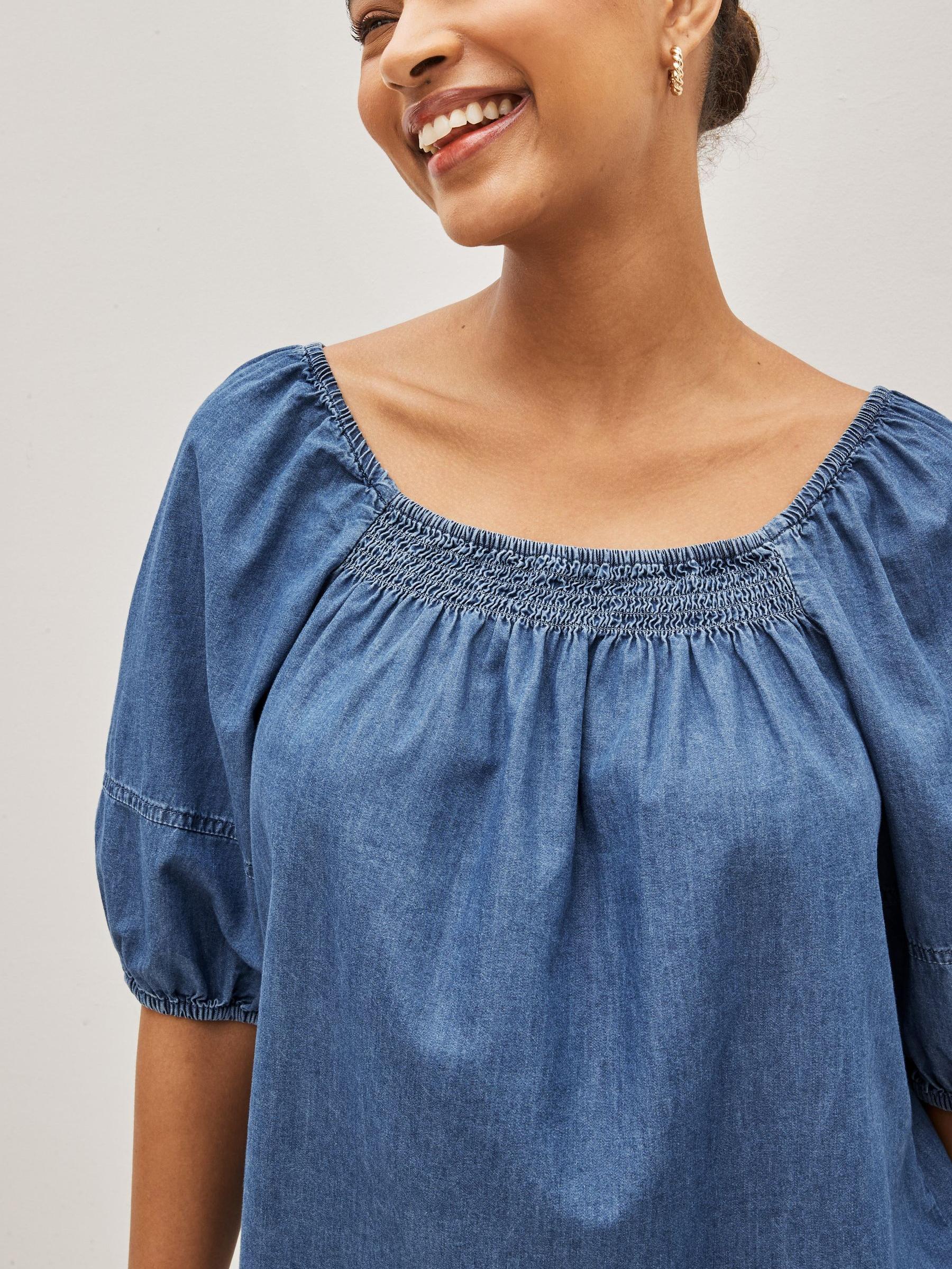 Blue Denim Squareneck Top - Image 3 of 4