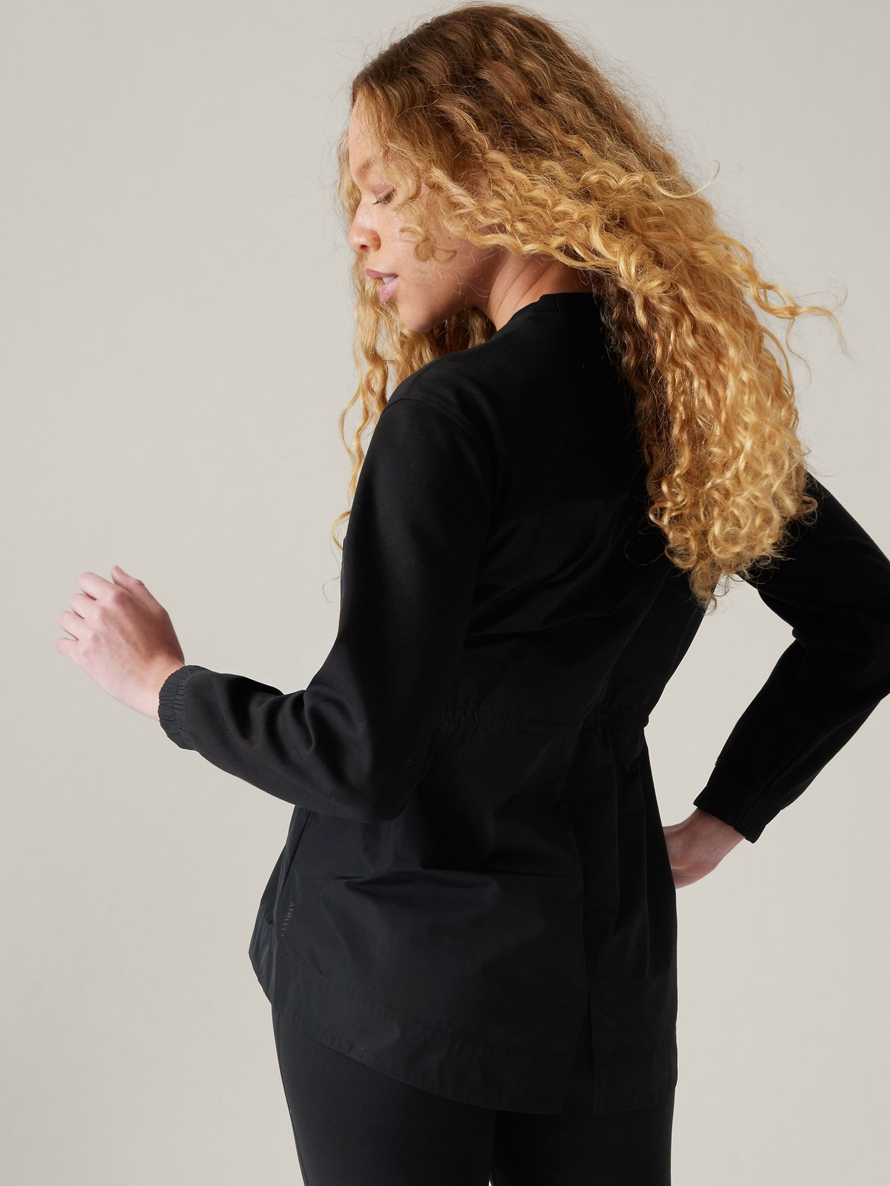 Athleta Black Crew Neck Cinched Lightweight Sweatshirt - Image 4 of 7