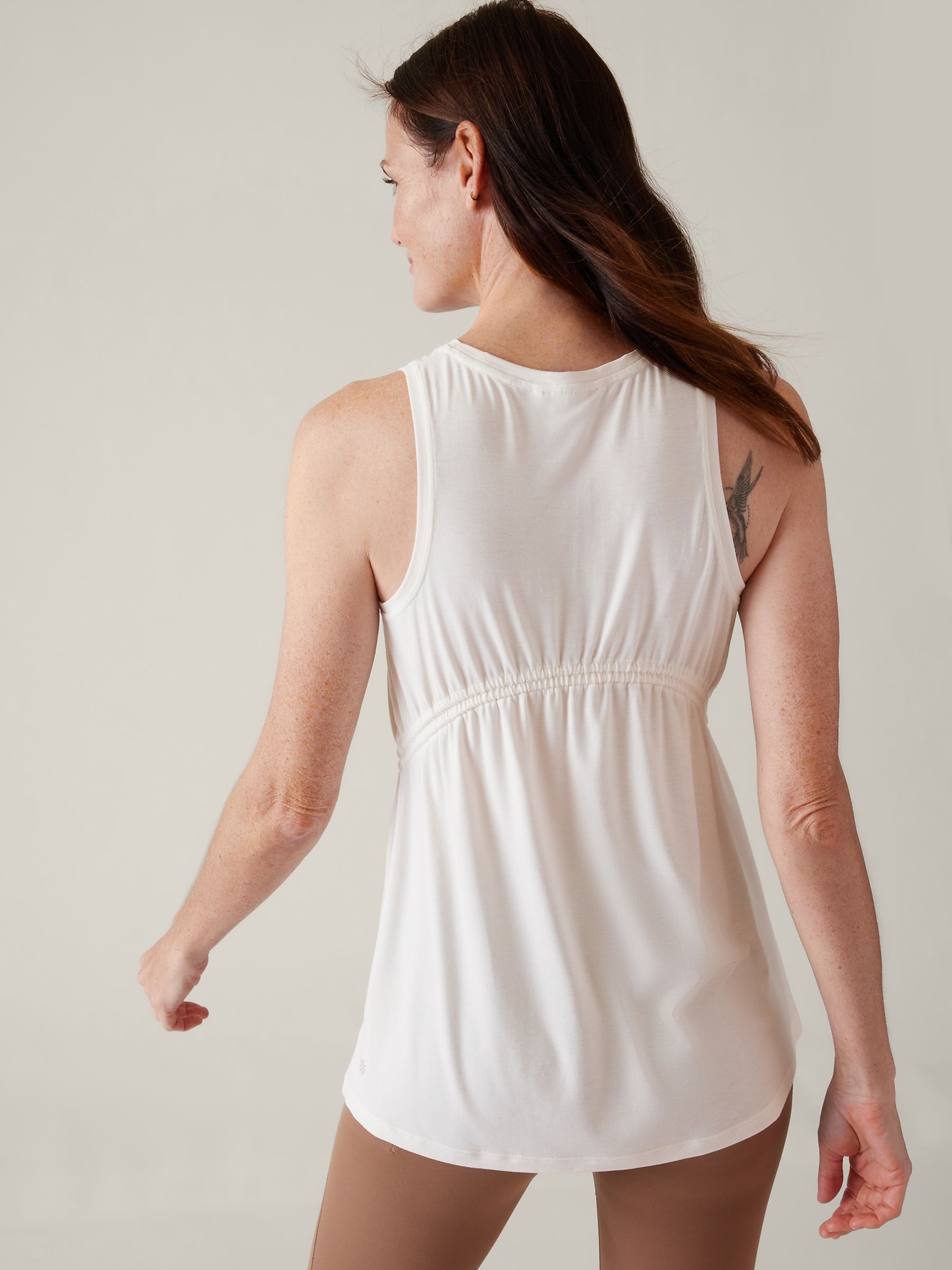 Athleta Cream Crew Neck Air Out Tank - Image 2 of 7