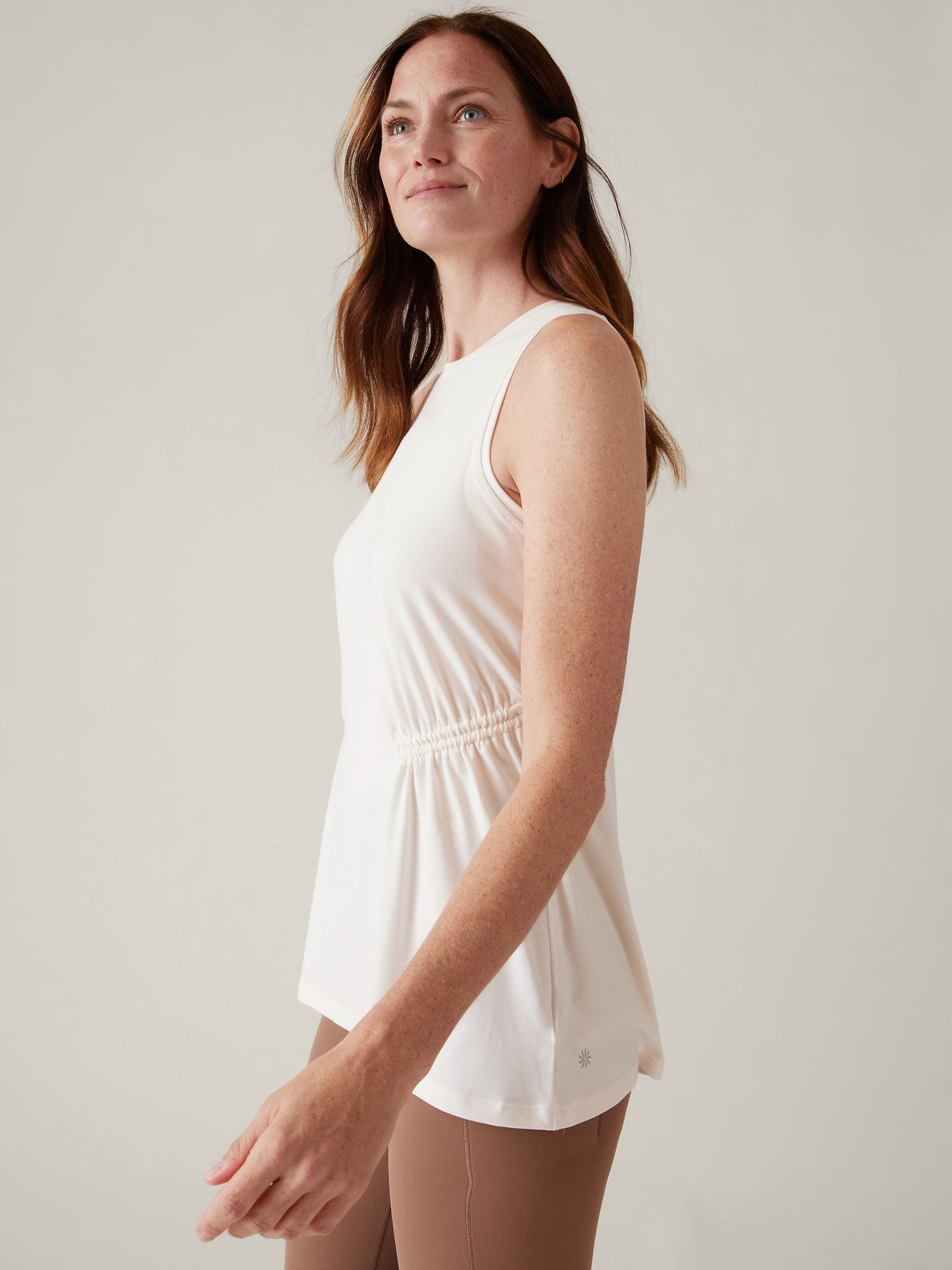 Athleta Cream Crew Neck Air Out Tank - Image 4 of 7