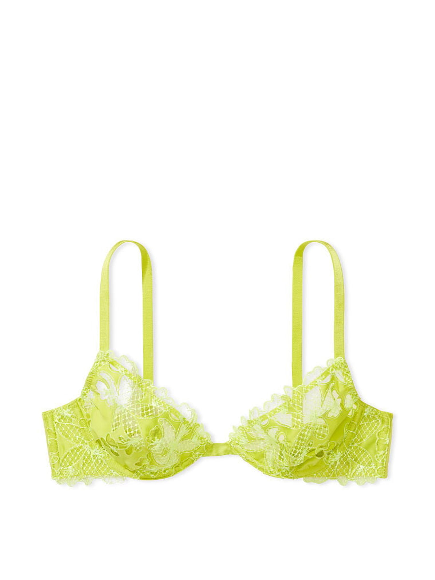 Limelight Green Floral Embroidered Demi Bra - Image 4 of 4