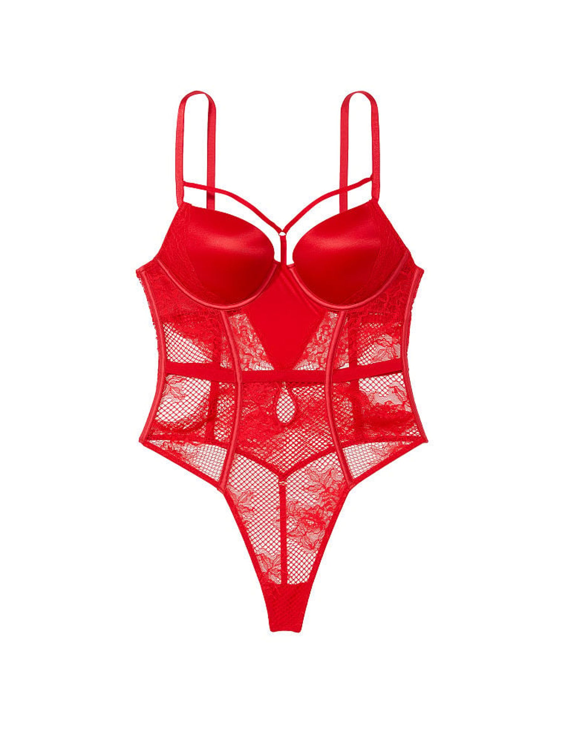 Lipstick Red Fishnet Bombshell Bodysuit - Image 3 of 3