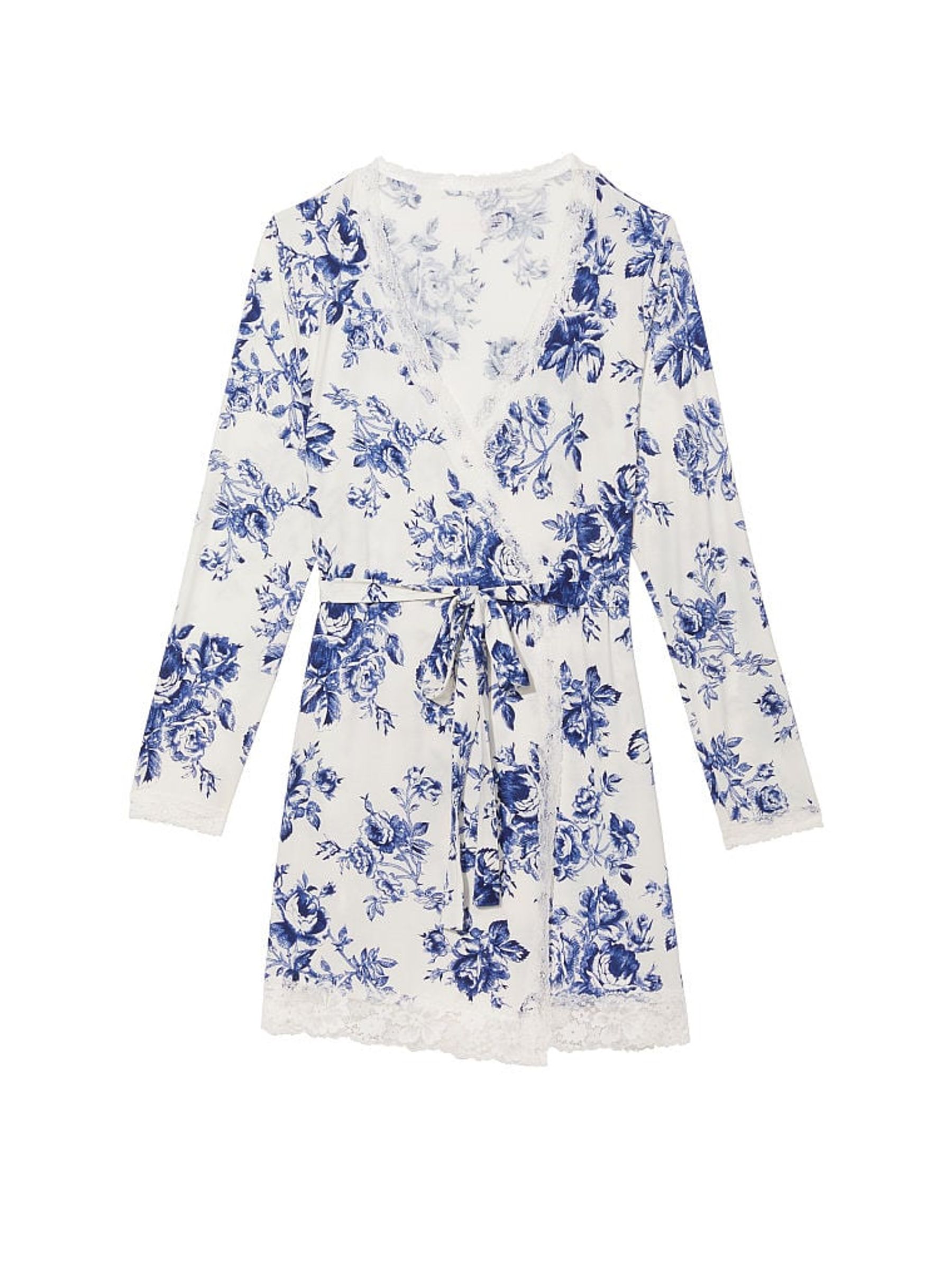 White Rose Toile Modal Lace Trim Robe - Image 3 of 3