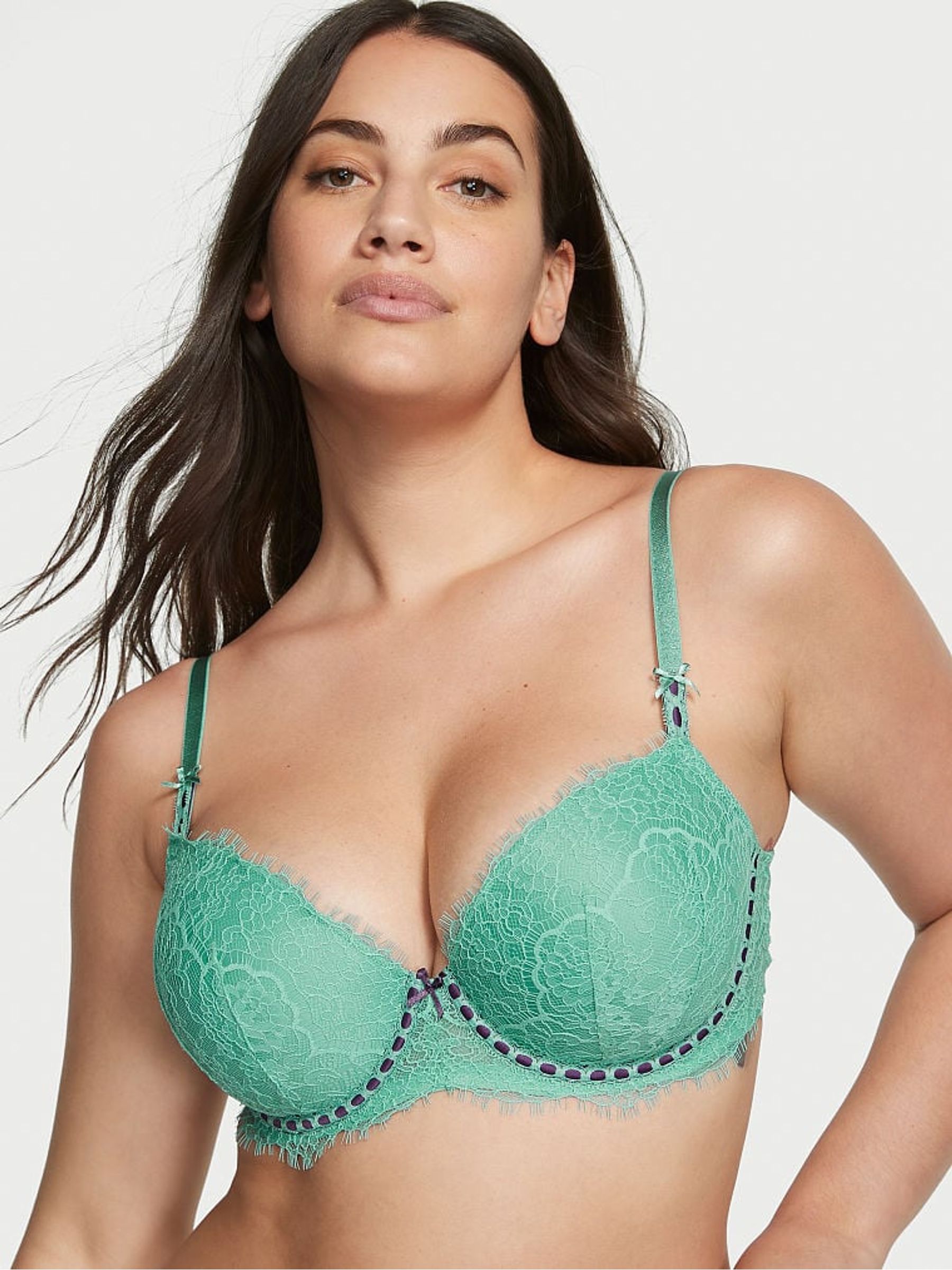 Parasail Green Ribbon Slot Lightly Lined Demi Bra - Image 1 of 3