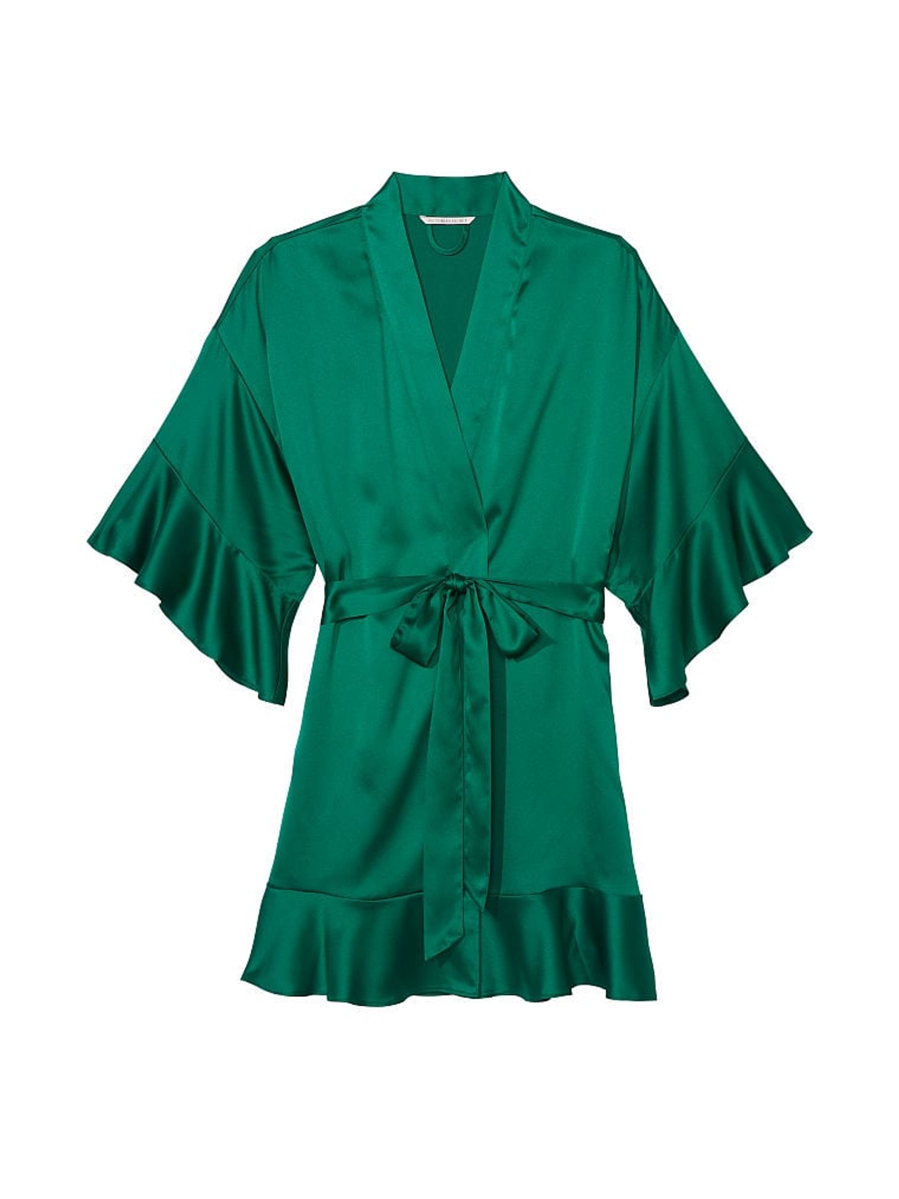 Spruce Green Flounce Satin Robe - Image 3 of 3