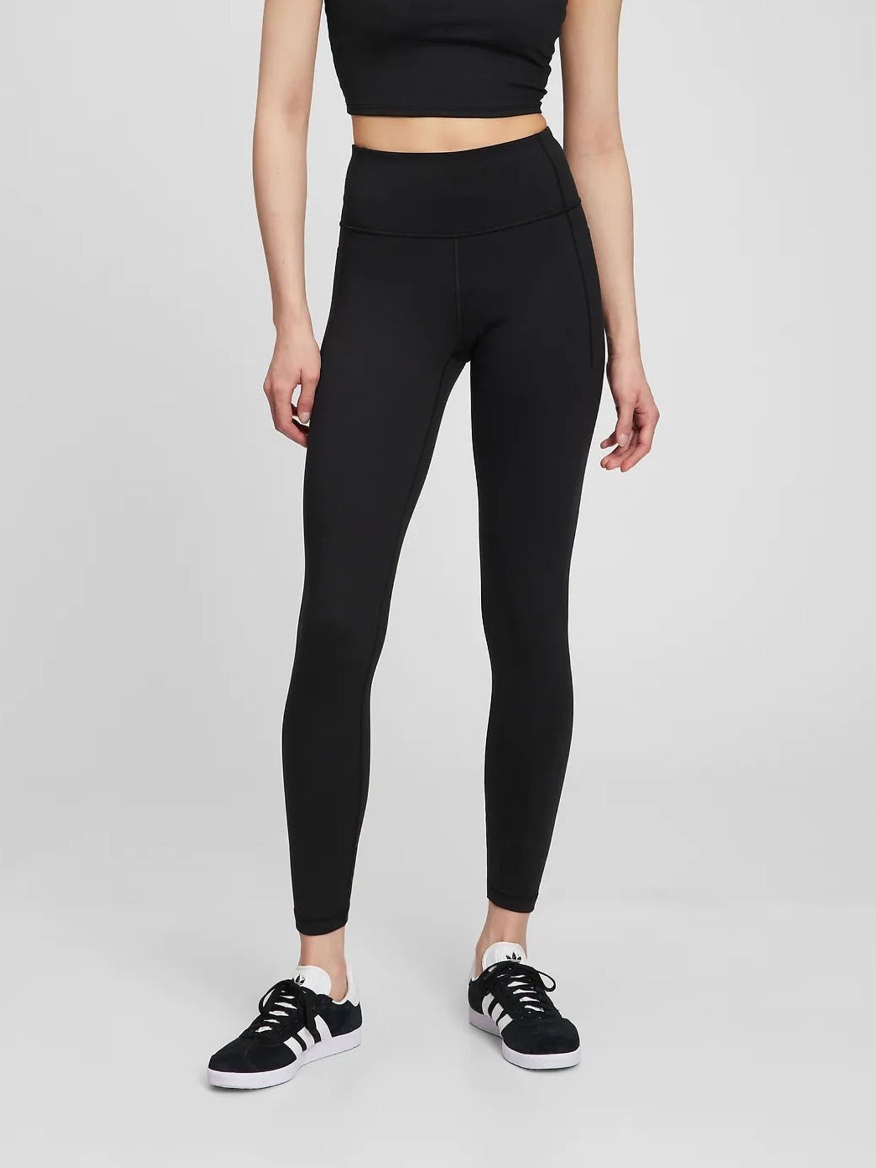 Black Full Length High Waisted Power Stretch Leggings - Image 3 of 7