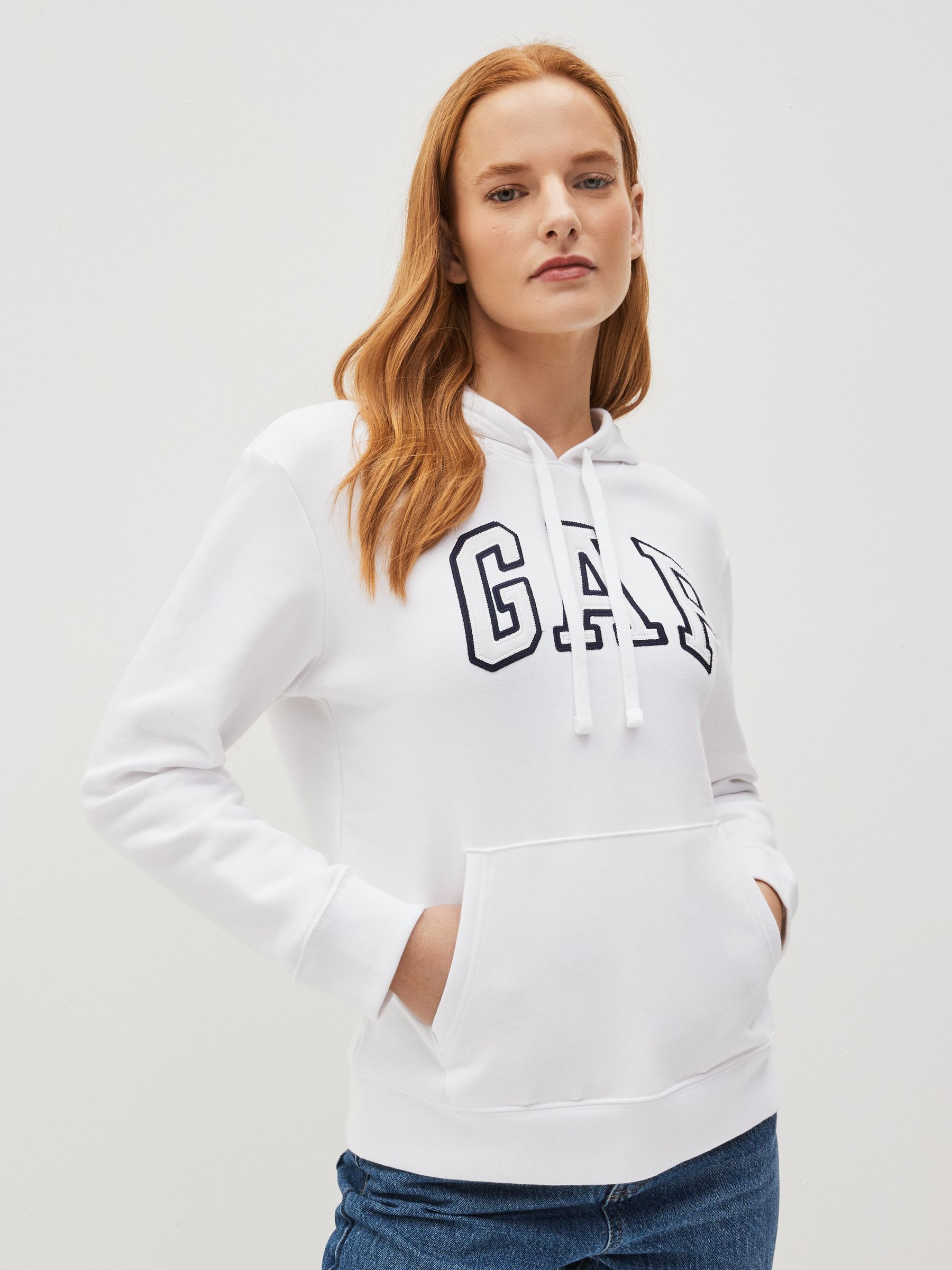 White Arch Logo Fleece Hoodie - Image 1 of 4