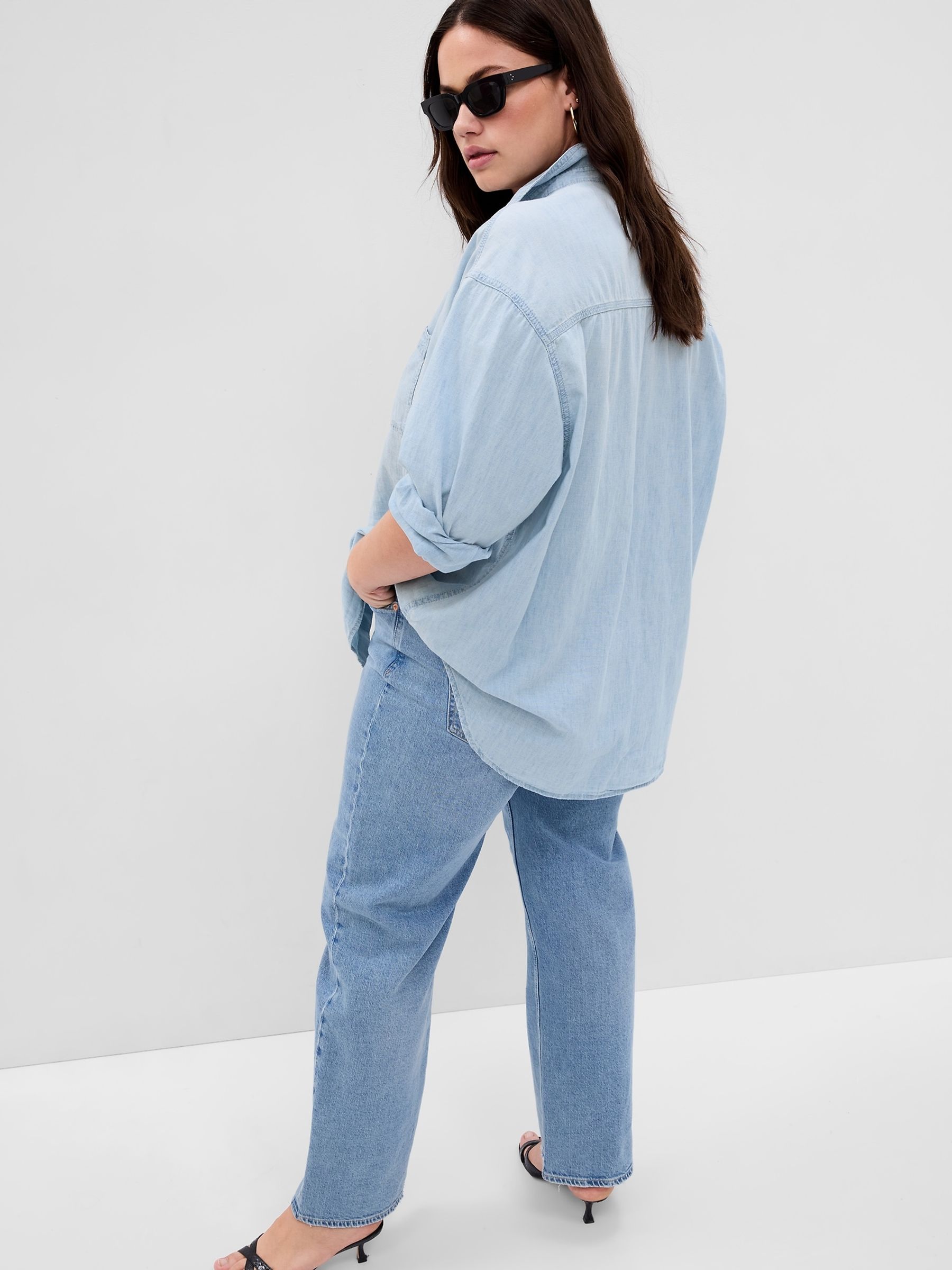 Blue Chambray Denim Oversized Shirt - Image 2 of 5