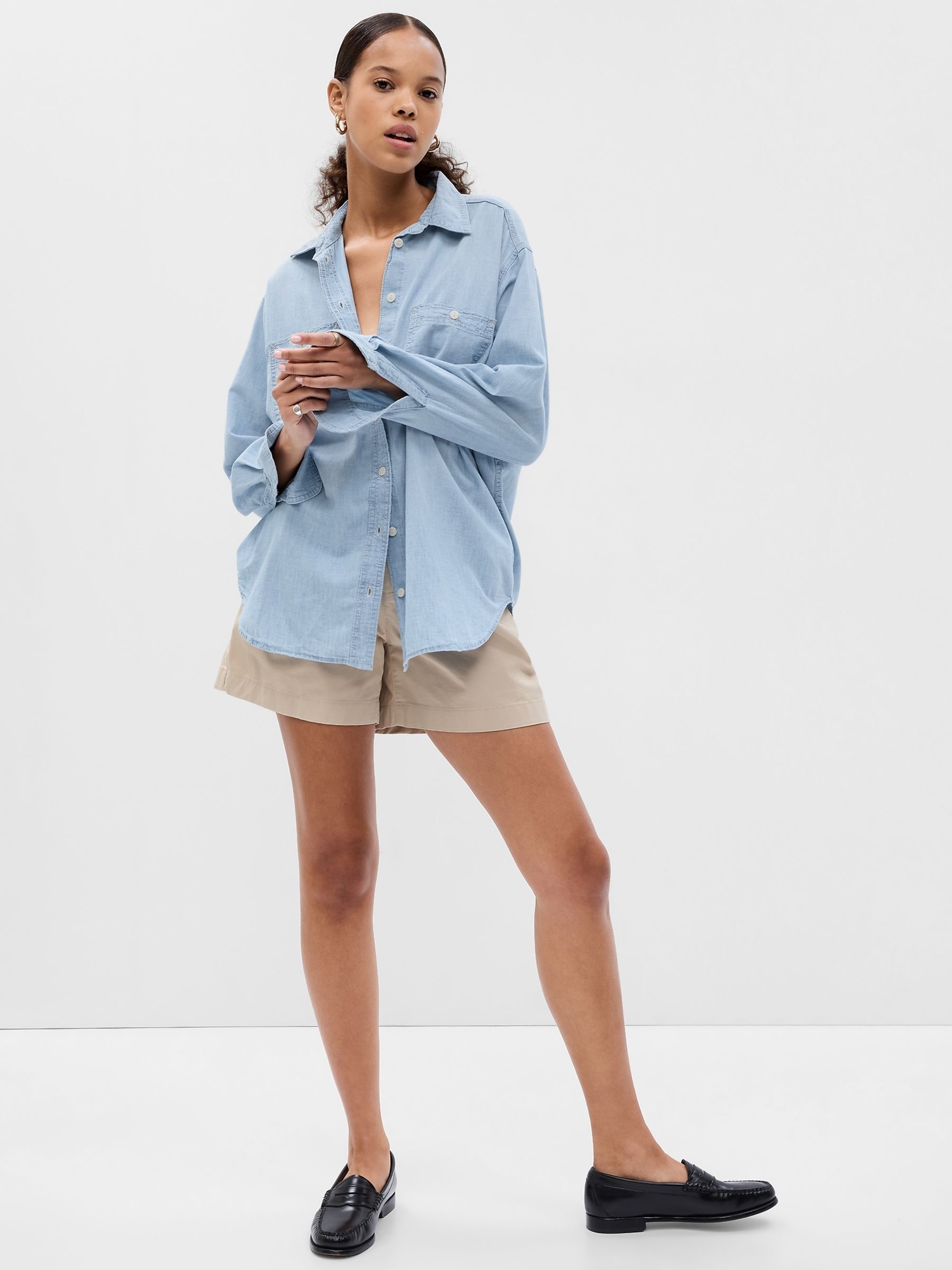 Blue Chambray Denim Oversized Shirt - Image 3 of 5