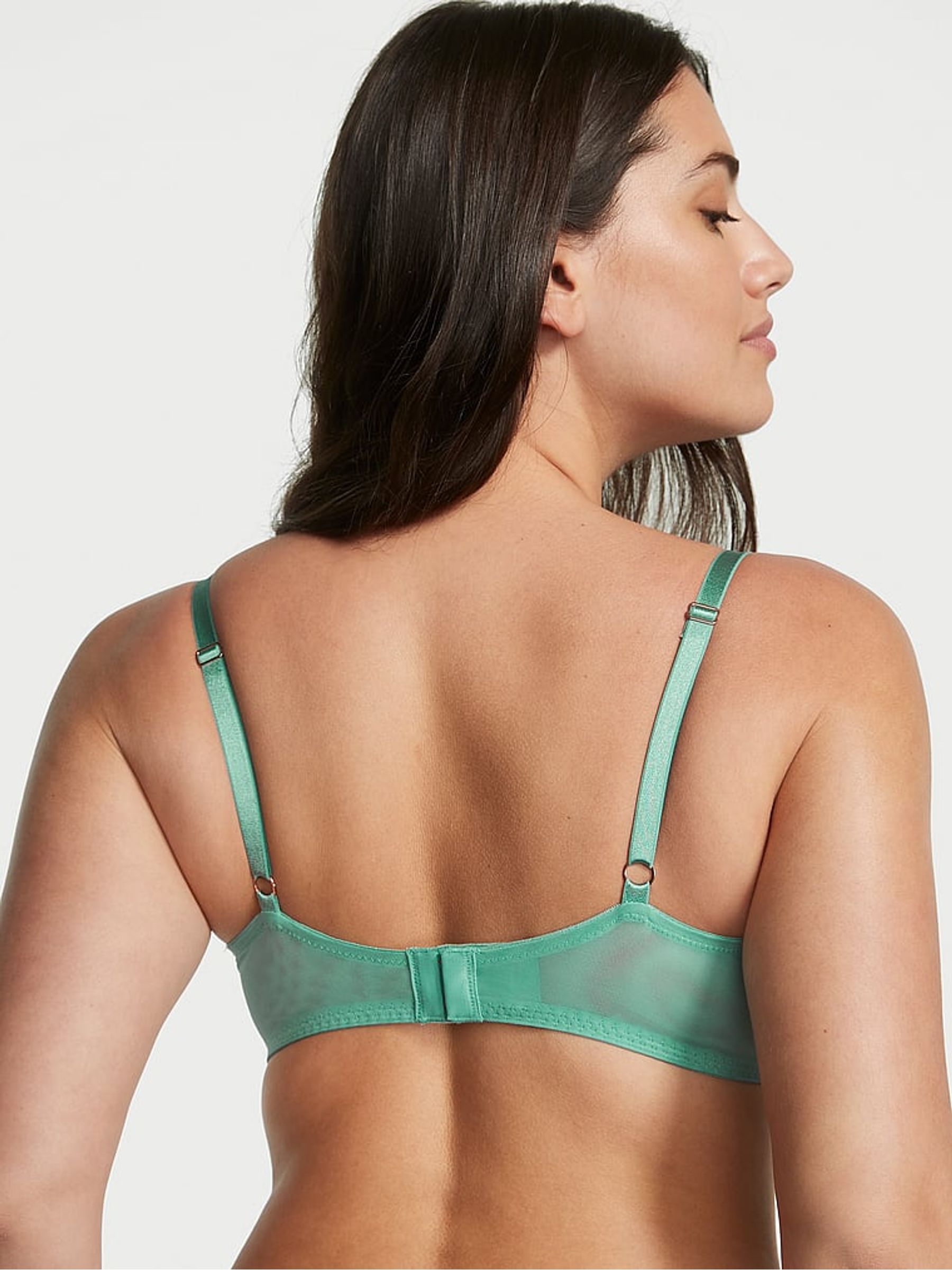 Parasail Green Lace Ribbon Slot Unlined Balcony Bra - Image 2 of 4