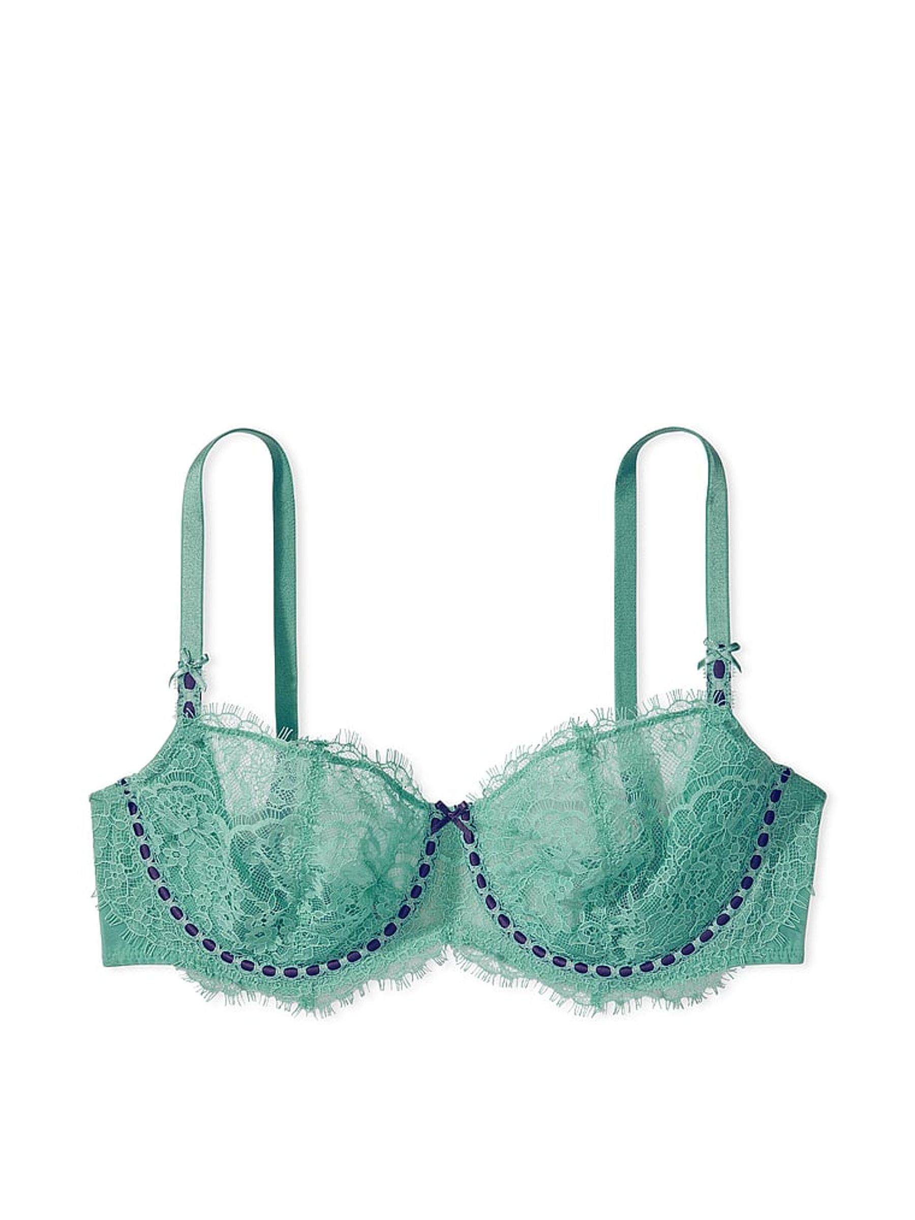 Parasail Green Lace Ribbon Slot Unlined Balcony Bra - Image 3 of 4