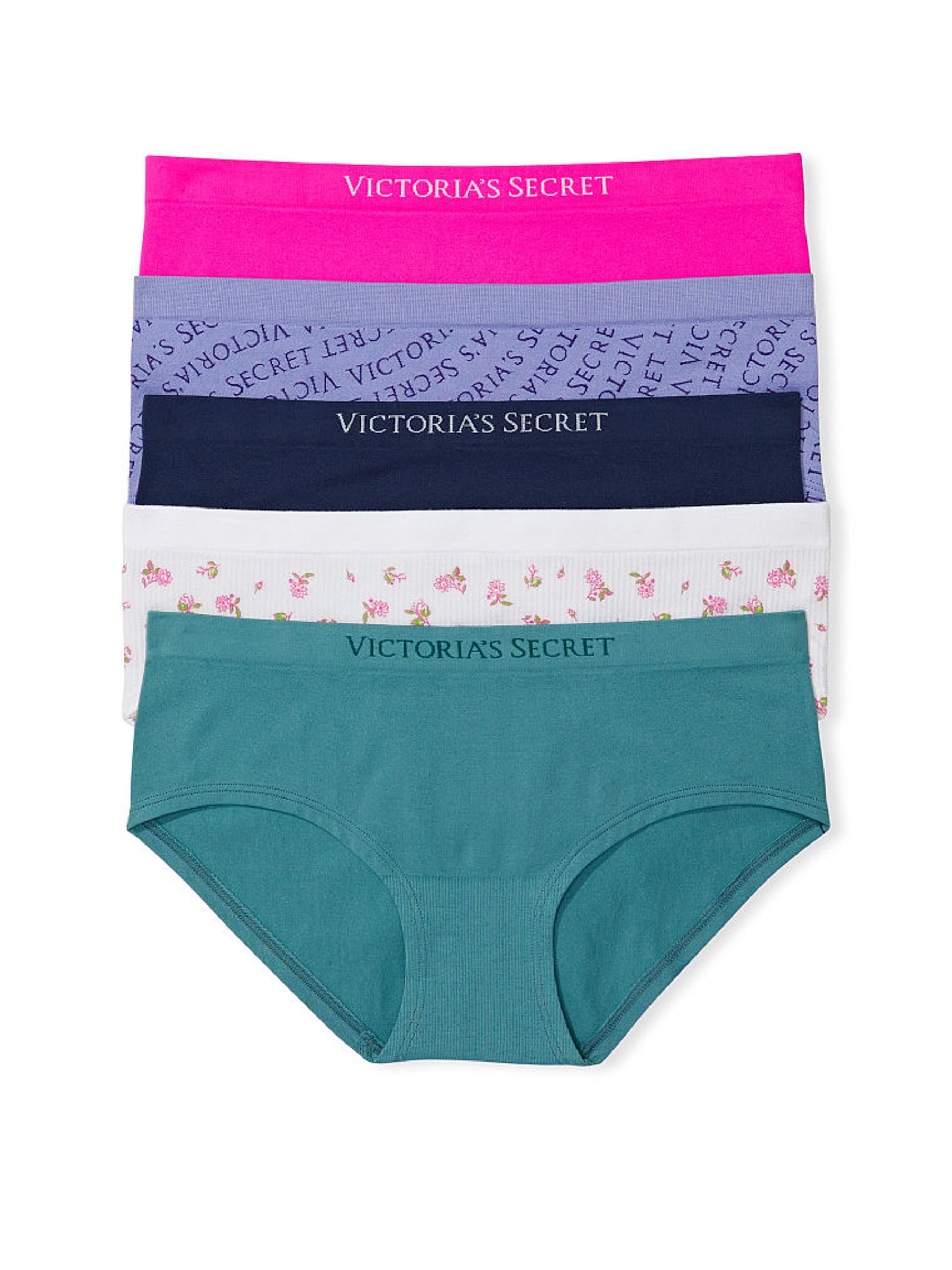 Pink/Purple/Blue/White Hipster 5 Pack Knickers - Image 1 of 1