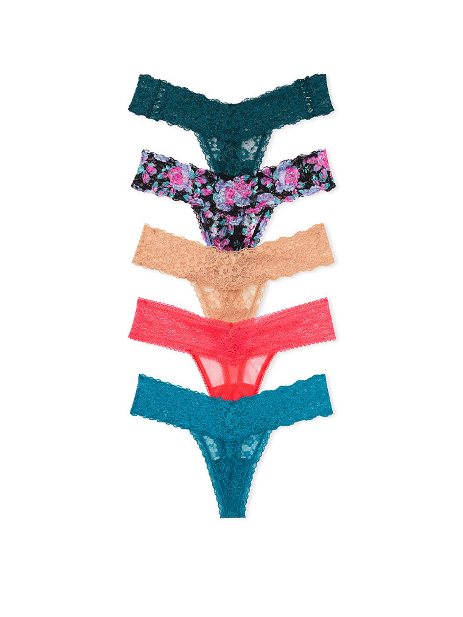 Blue/Nude/Green/Pink Thong 5 Pack Knickers - Image 1 of 1