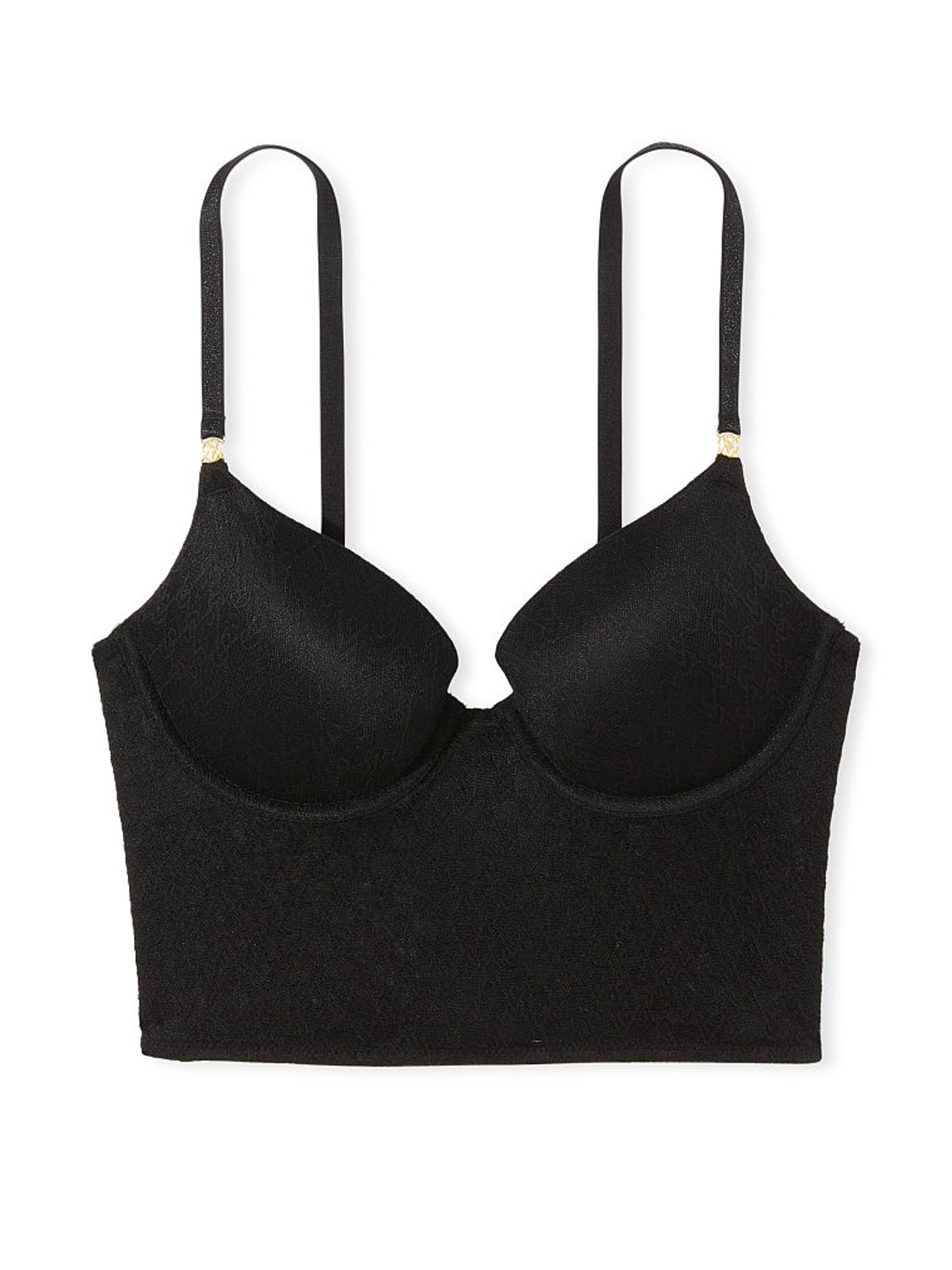 Black Lace Icon Logo Push Up Bra Top - Image 4 of 5