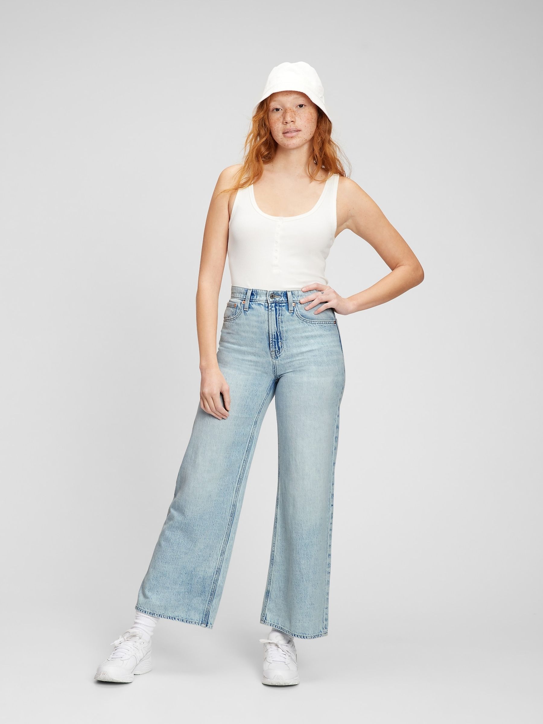 Light Wash Blue High Waisted Wide Leg Jeans - Image 3 of 5