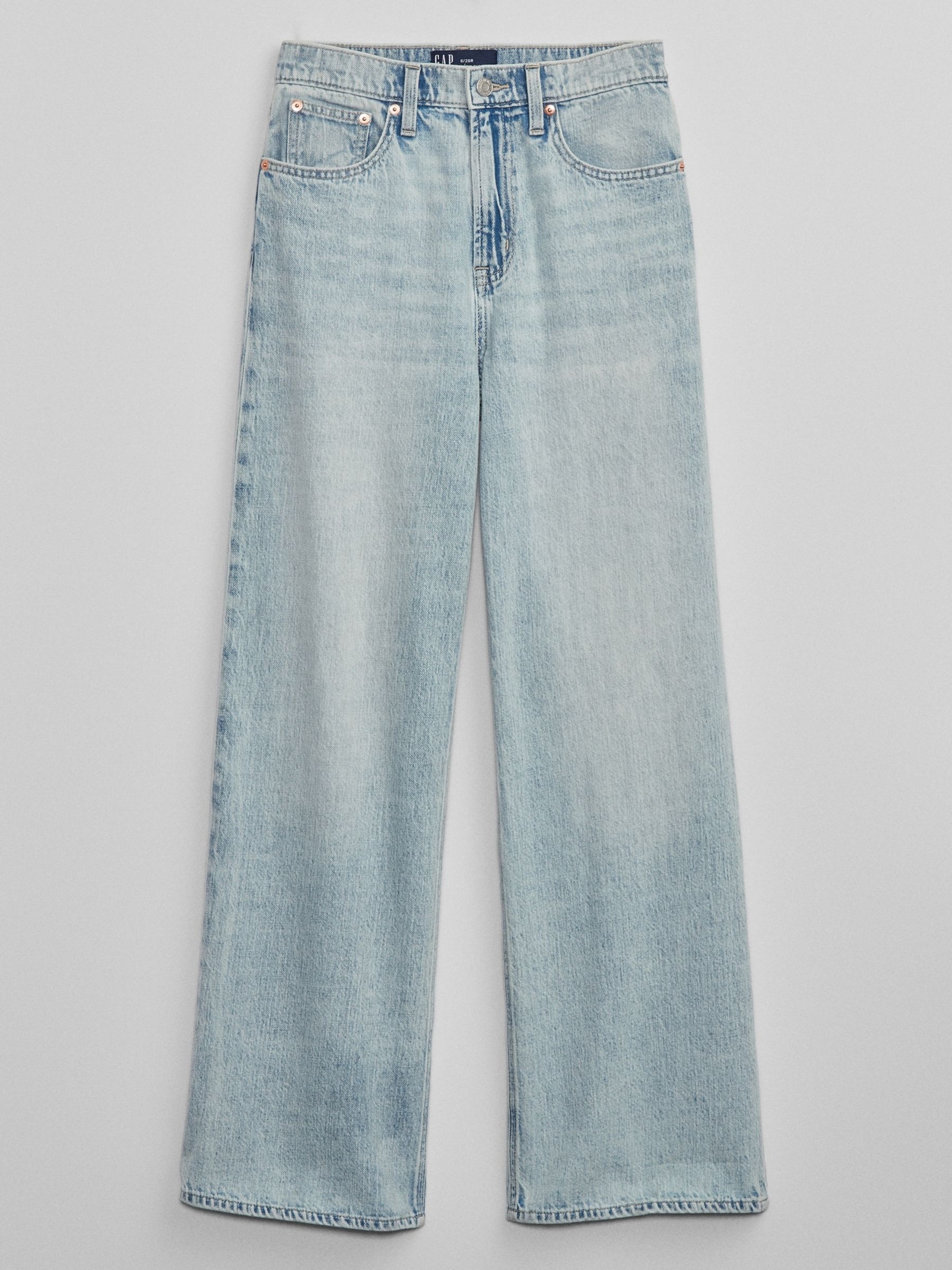 Light Wash Blue High Waisted Wide Leg Jeans - Image 5 of 5