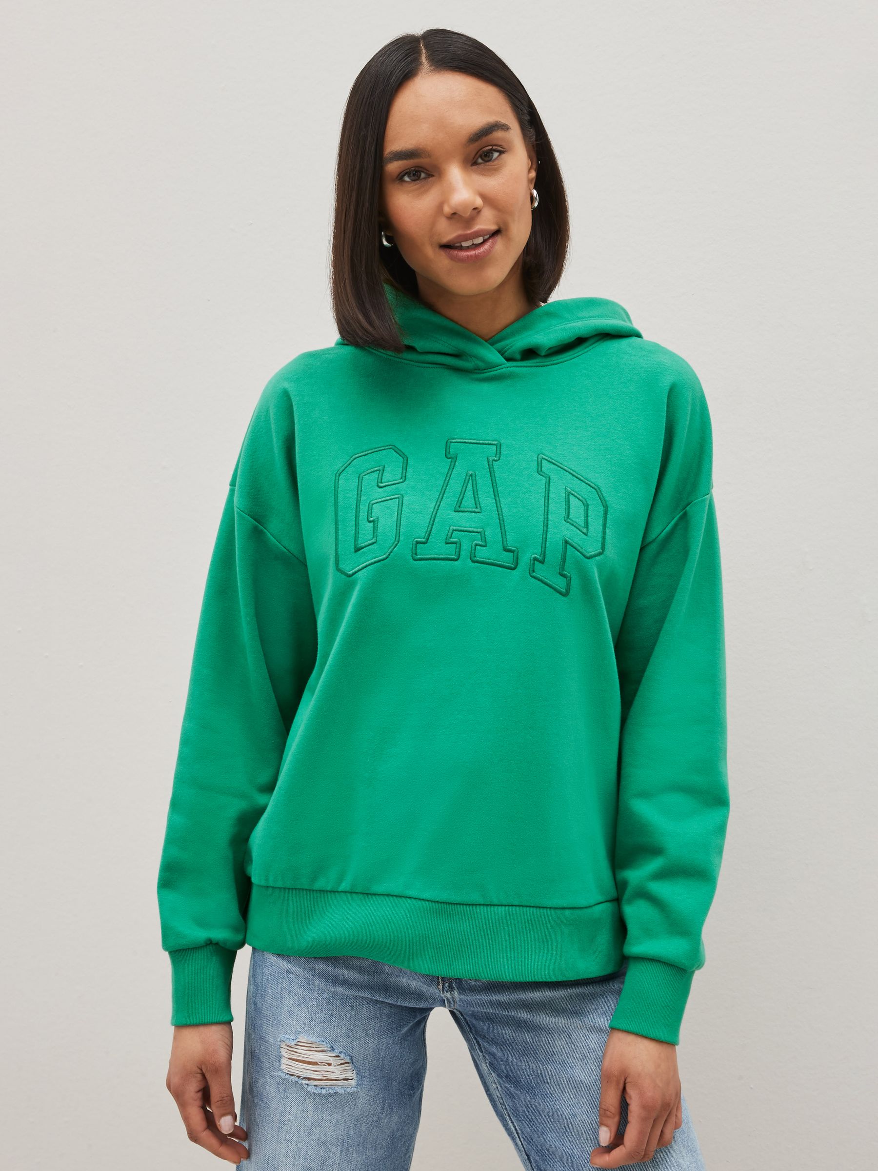 Green Monochrome Logo Hi-Low Hem Hoodie - Image 1 of 4