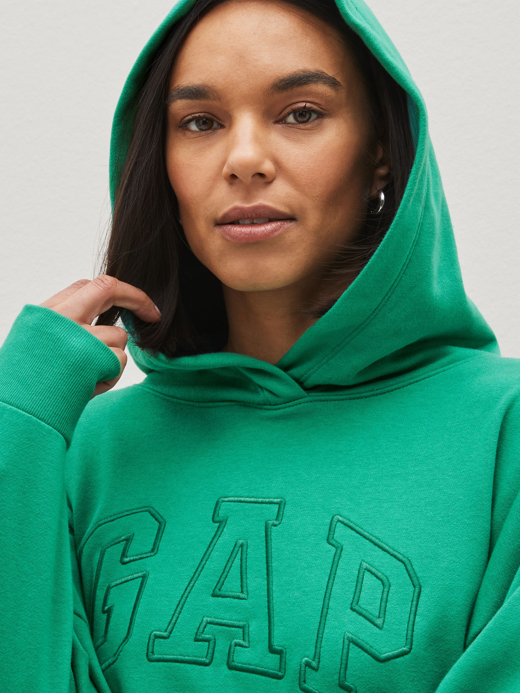 Green Monochrome Logo Hi-Low Hem Hoodie - Image 3 of 4
