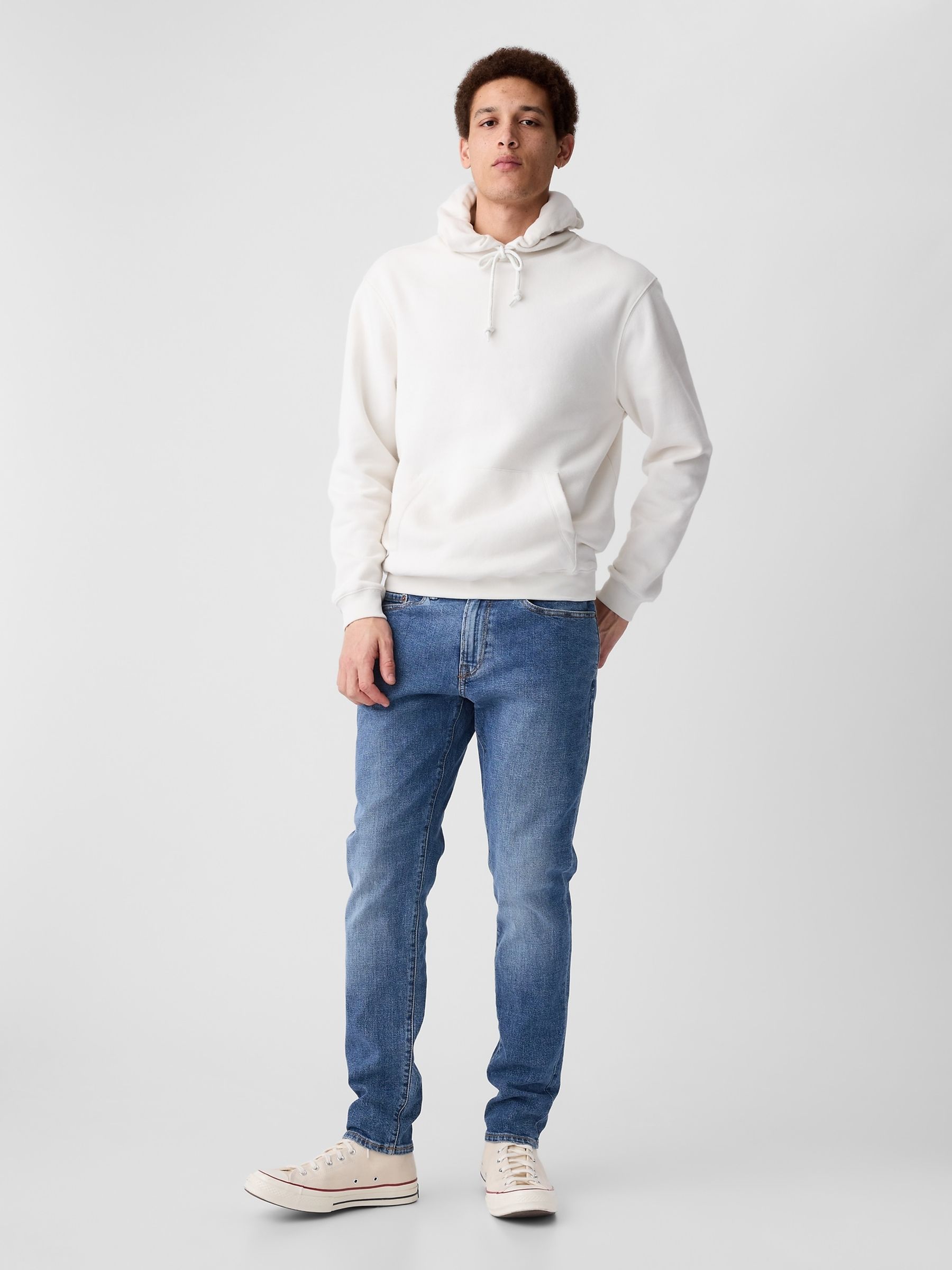 Mid Blue Slim Fit Comfort Stretch Tapered Jeans - Image 1 of 7