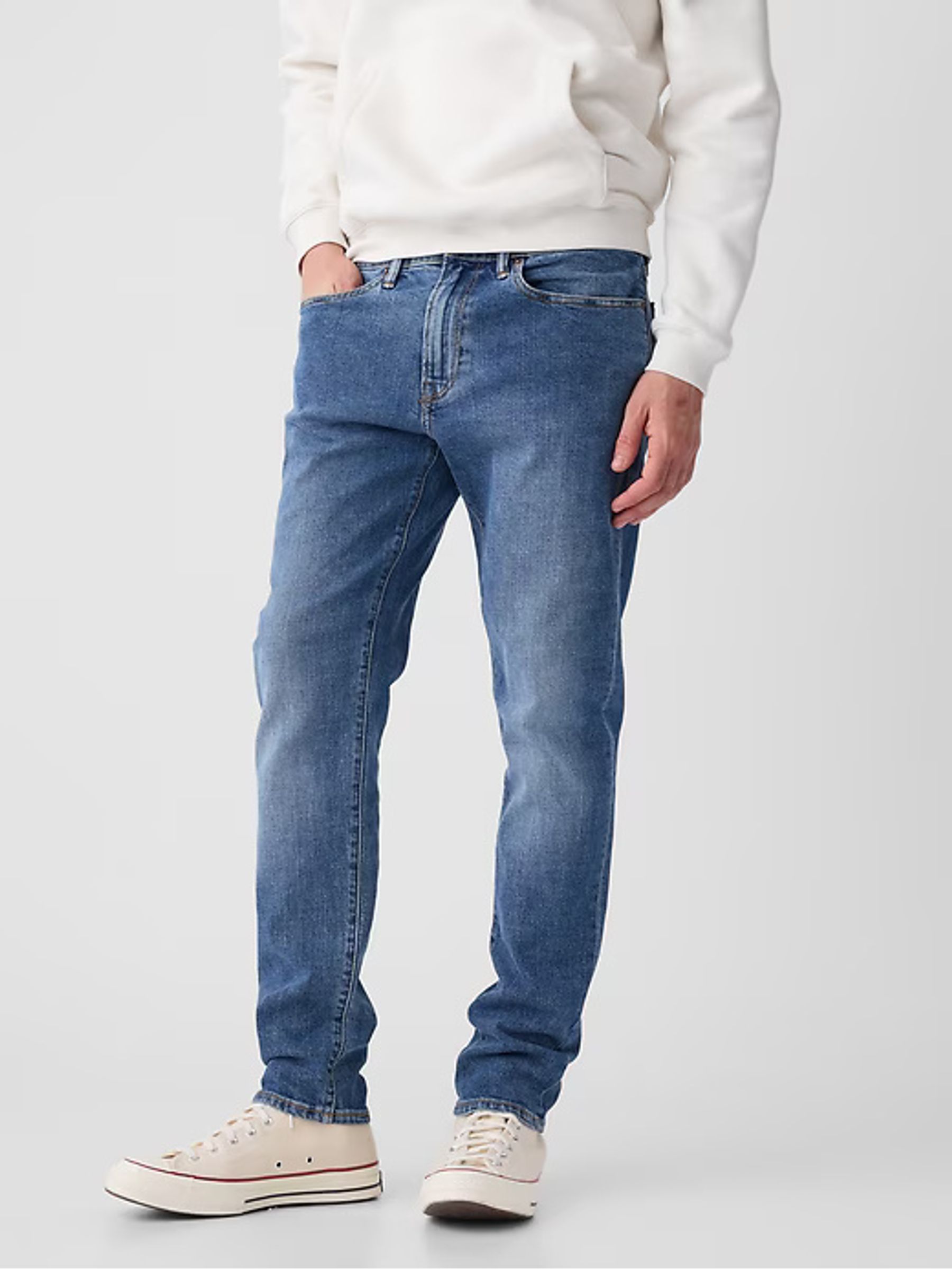 Mid Blue Slim Fit Comfort Stretch Tapered Jeans - Image 2 of 7
