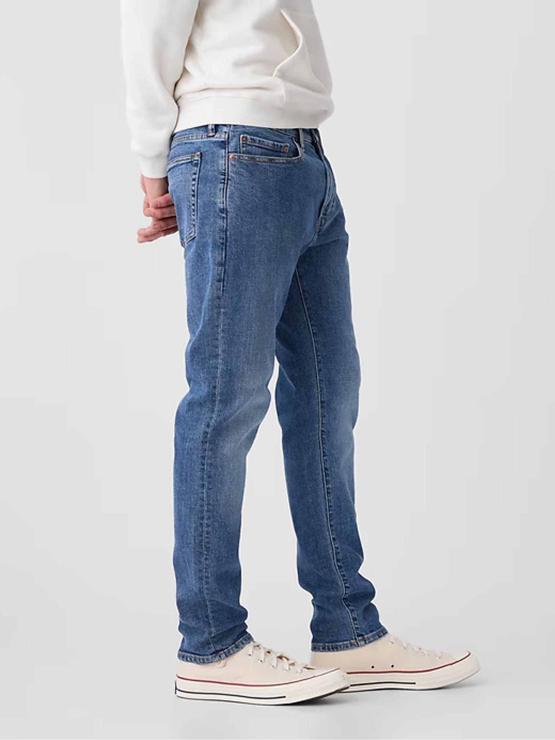 Mid Blue Slim Fit Comfort Stretch Tapered Jeans - Image 4 of 7