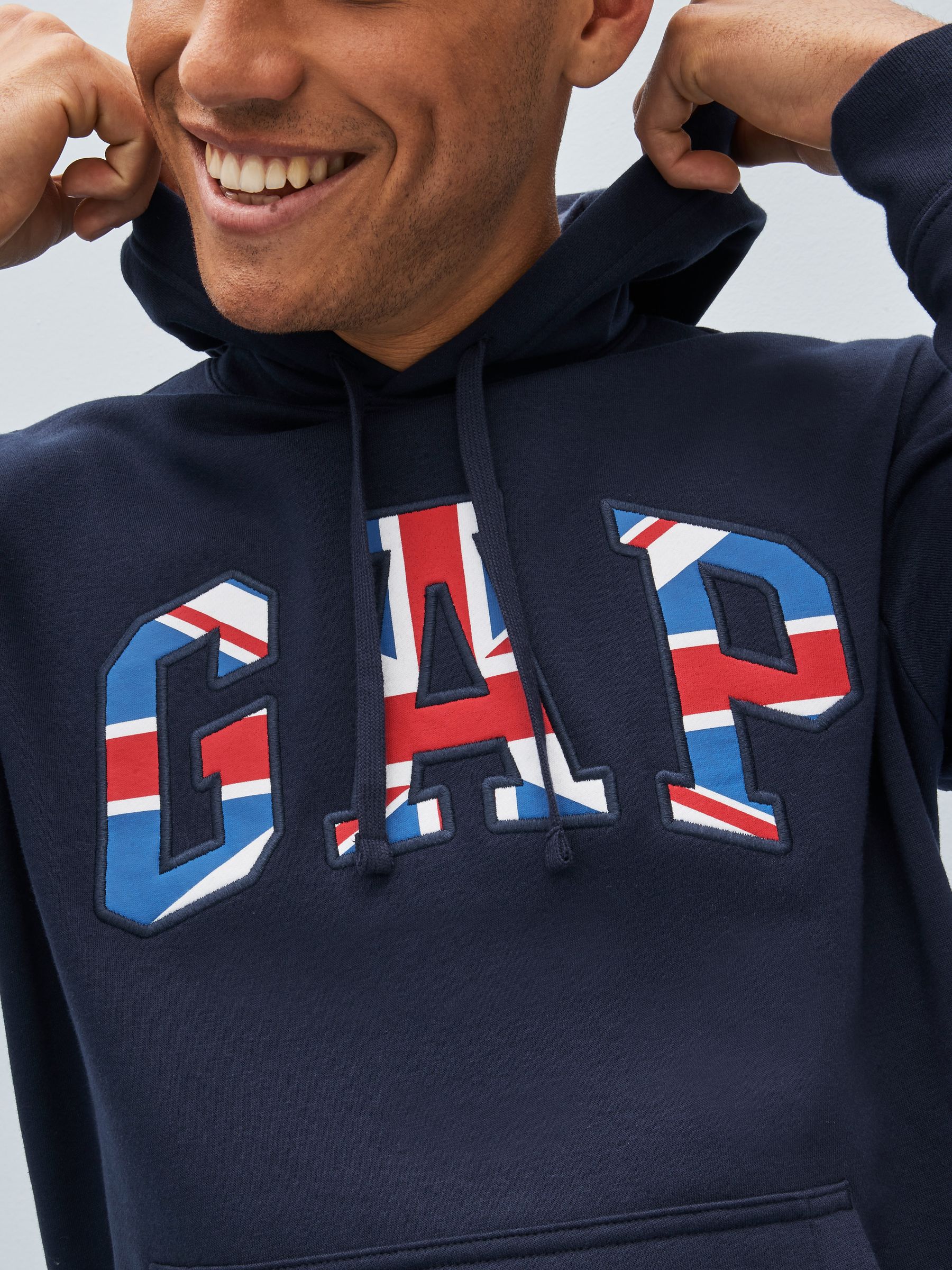 Navy Blue United Kingdom Flag Logo Hoodie - Image 3 of 4