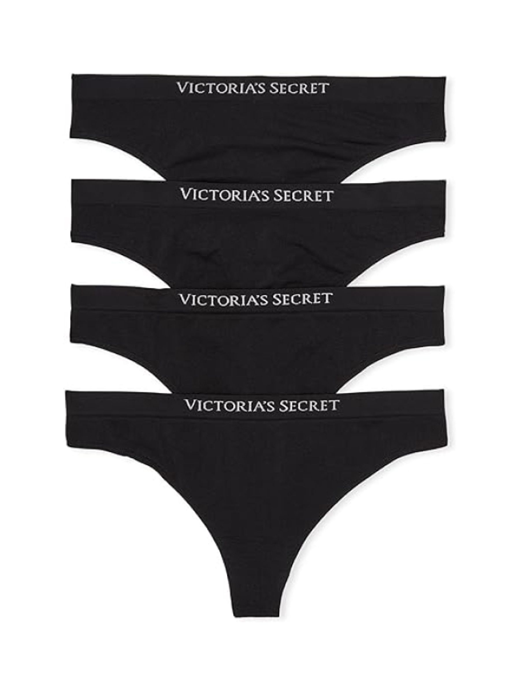 Black Thong Logo 4 Pack Knickers - Image 1 of 3