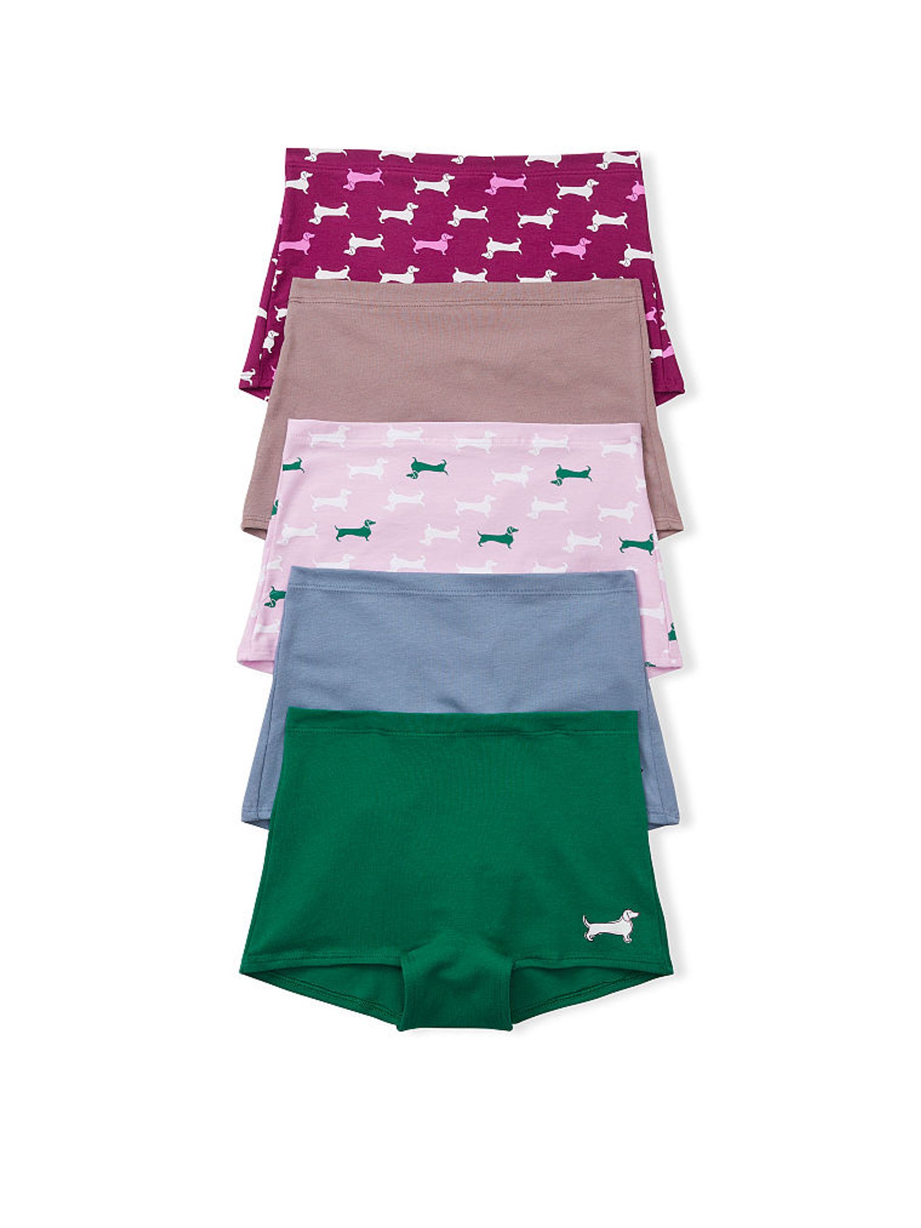 Brown/Pink/Green/Blue Short Cotton 5 Pack Knickers - Image 1 of 1