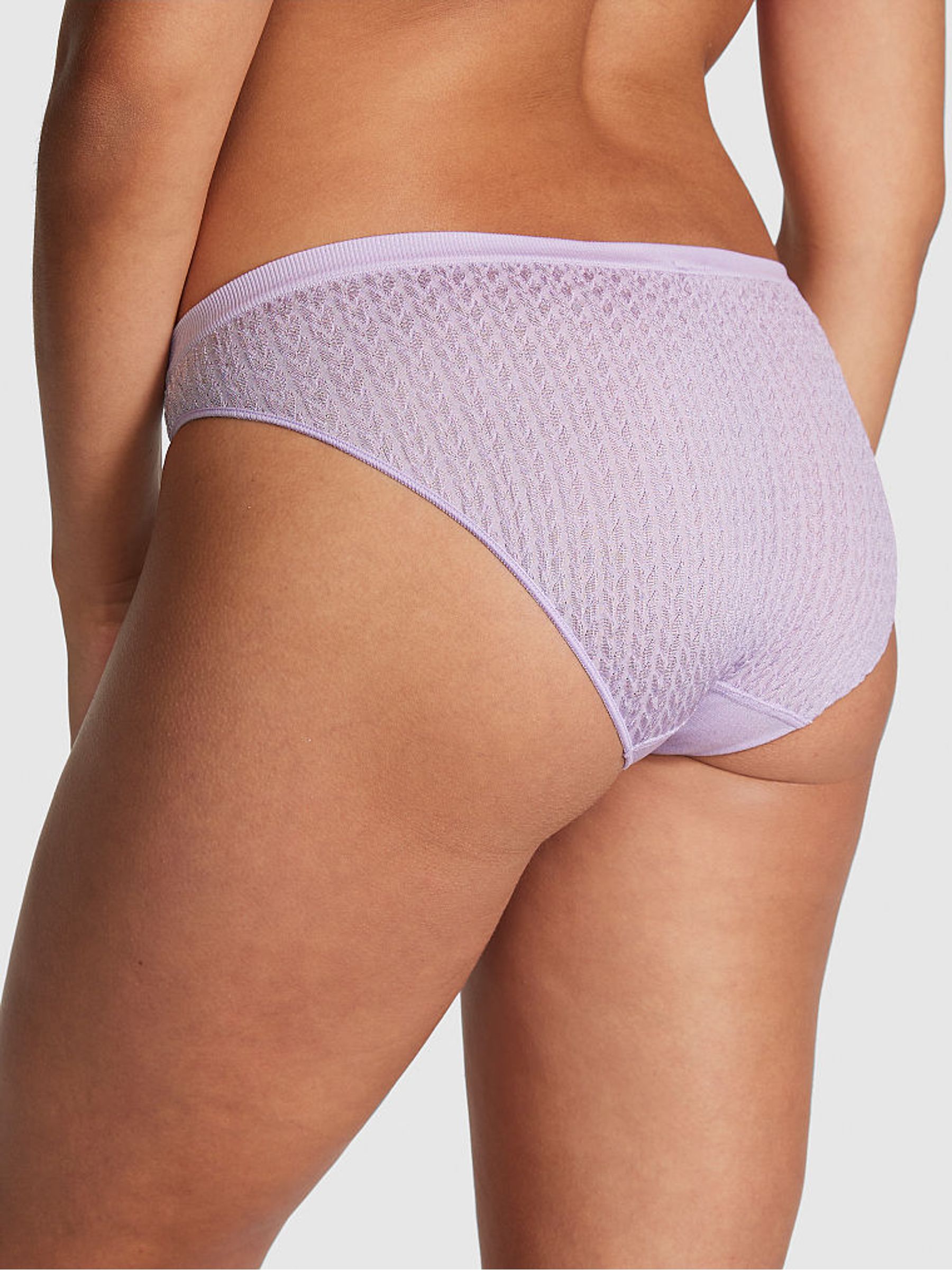 Pastel Lilac Purple Cable Knit Seamless Bikini Knickers - Image 2 of 3