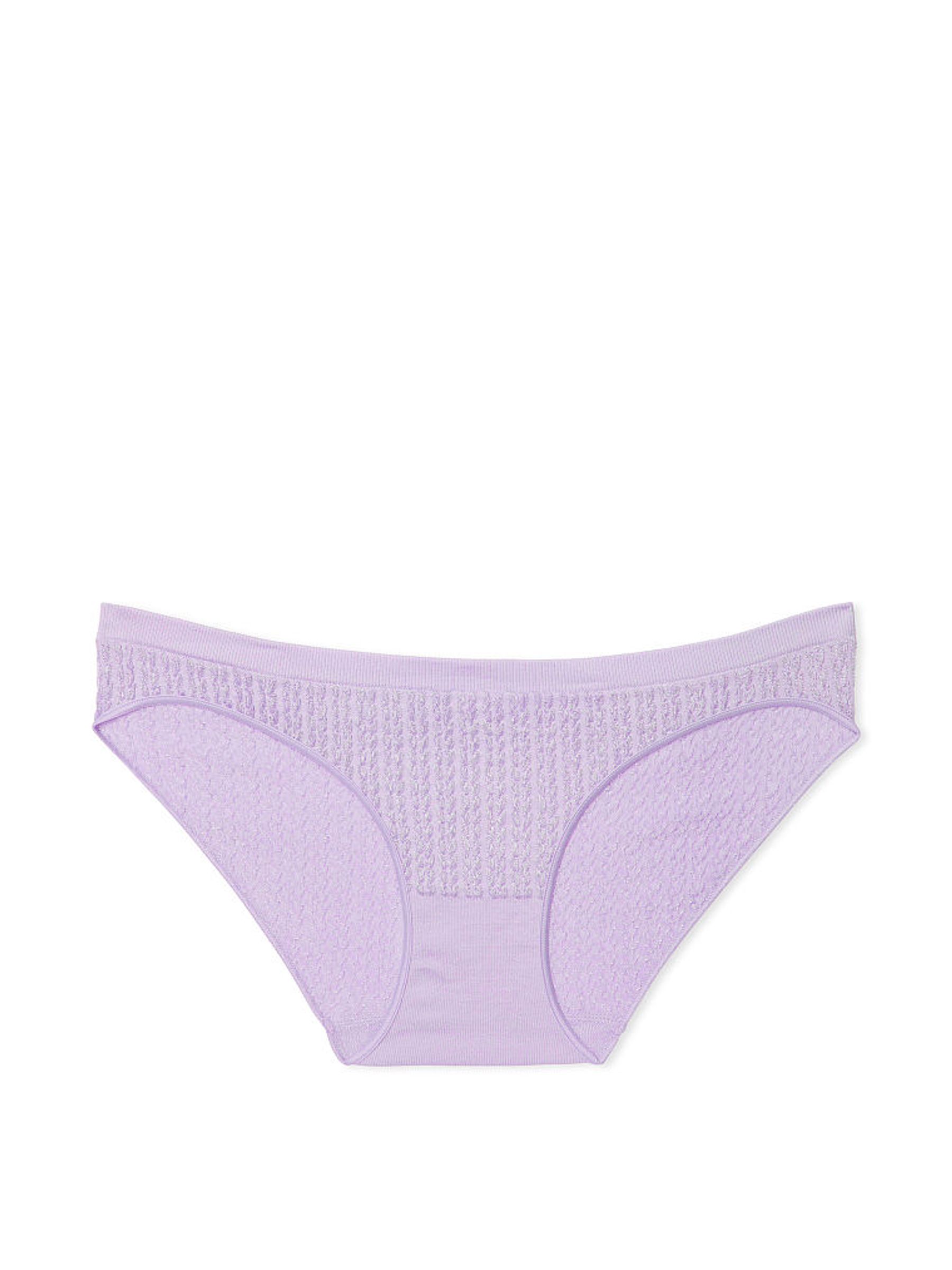Pastel Lilac Purple Cable Knit Seamless Bikini Knickers - Image 3 of 3