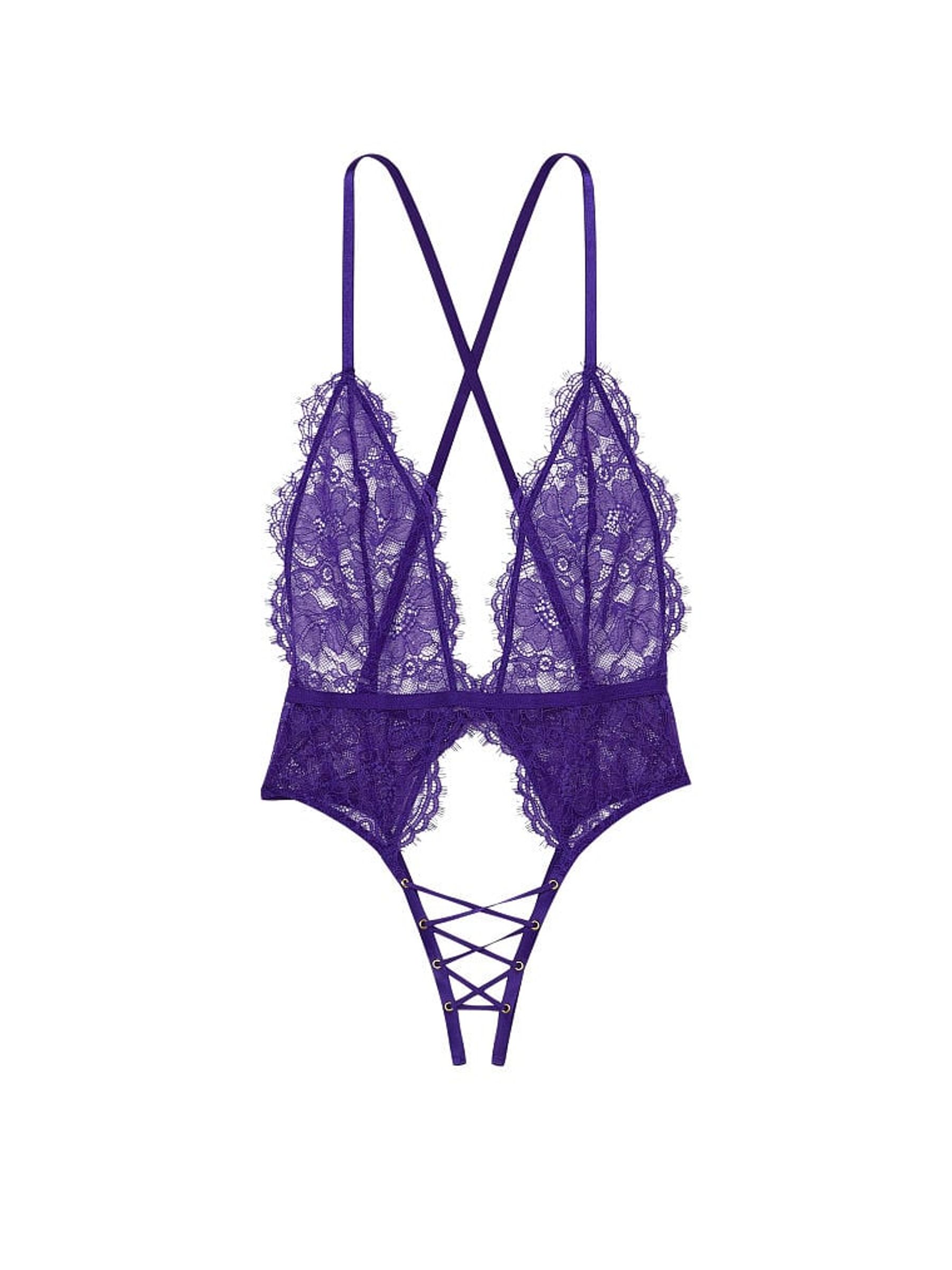 Brilliant Purple Lace Crotchless Bodysuit - Image 3 of 3