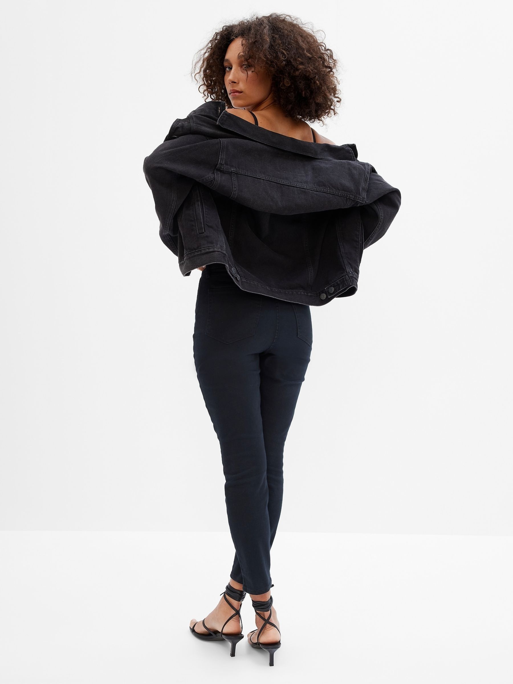 Black High Waisted Super Stretch Skinny Jeggings - Image 2 of 4