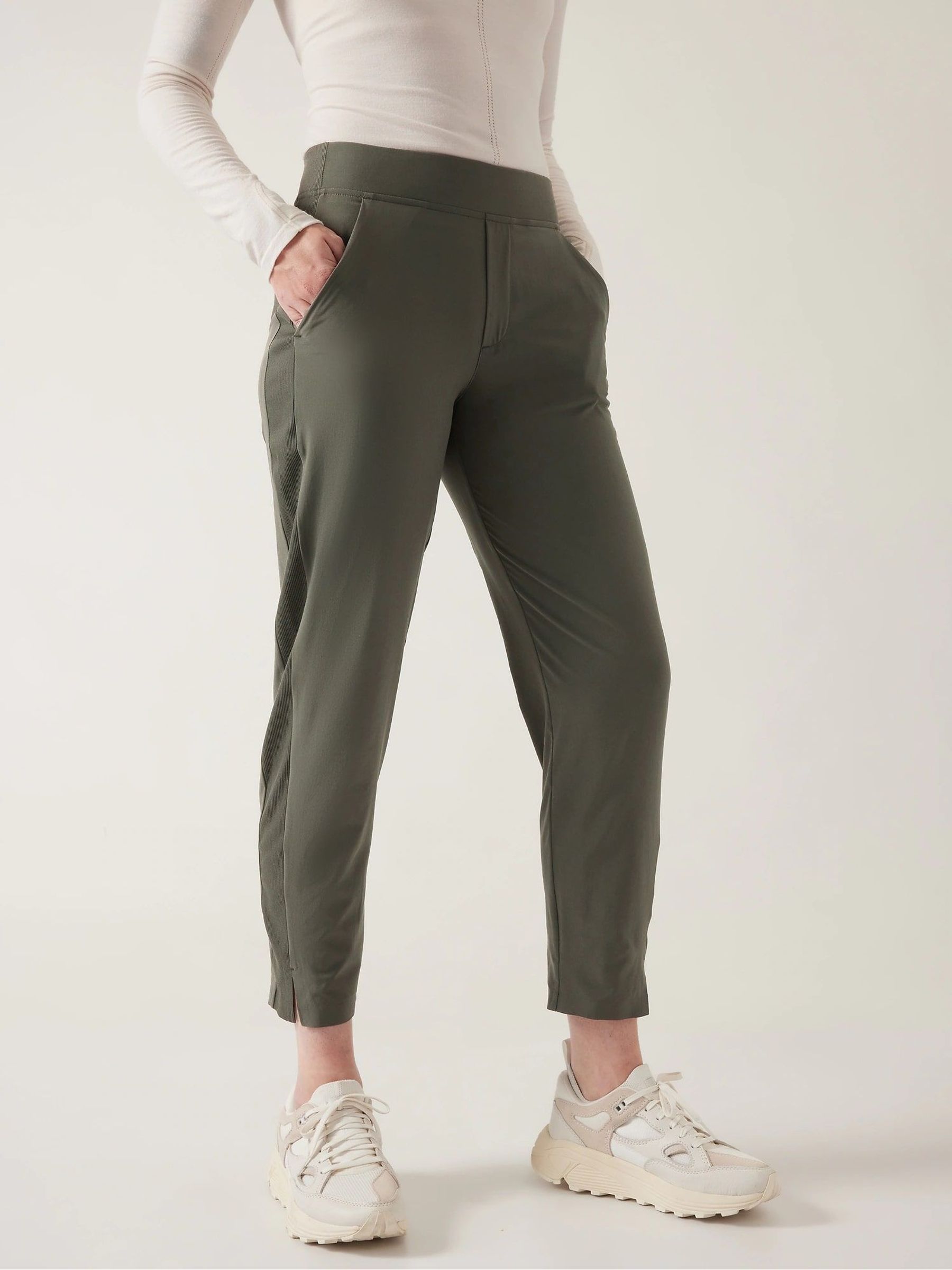 Athleta Green Brooklyn Mid Rise Featherweight Ankle Trousers - Image 1 of 7